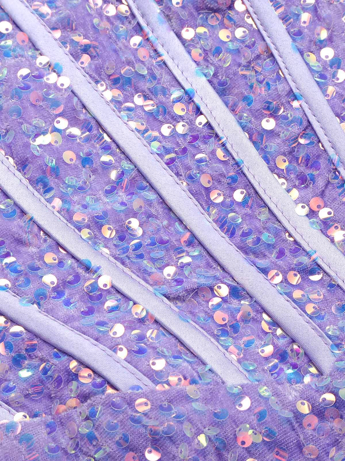 Lavender 1920s Sequined Corset Mermaid Dress - Image 7