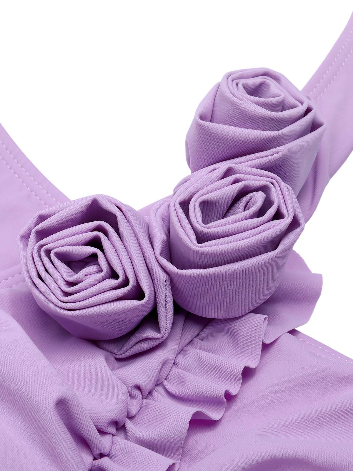 Lavender 1940s 3D Flowers Halter One-Piece Swimsuit - Image 4