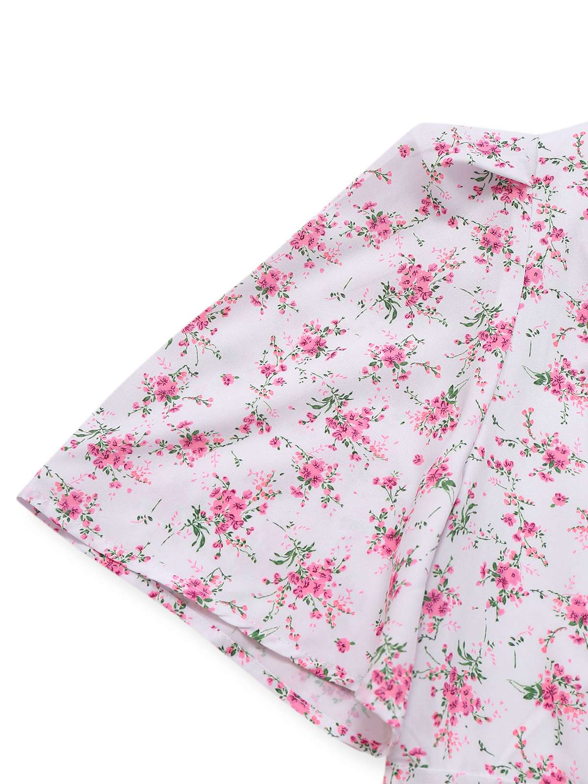 Lavender 1940s Ditsy Floral V-Neck Puff Sleeve Dress - Image 4