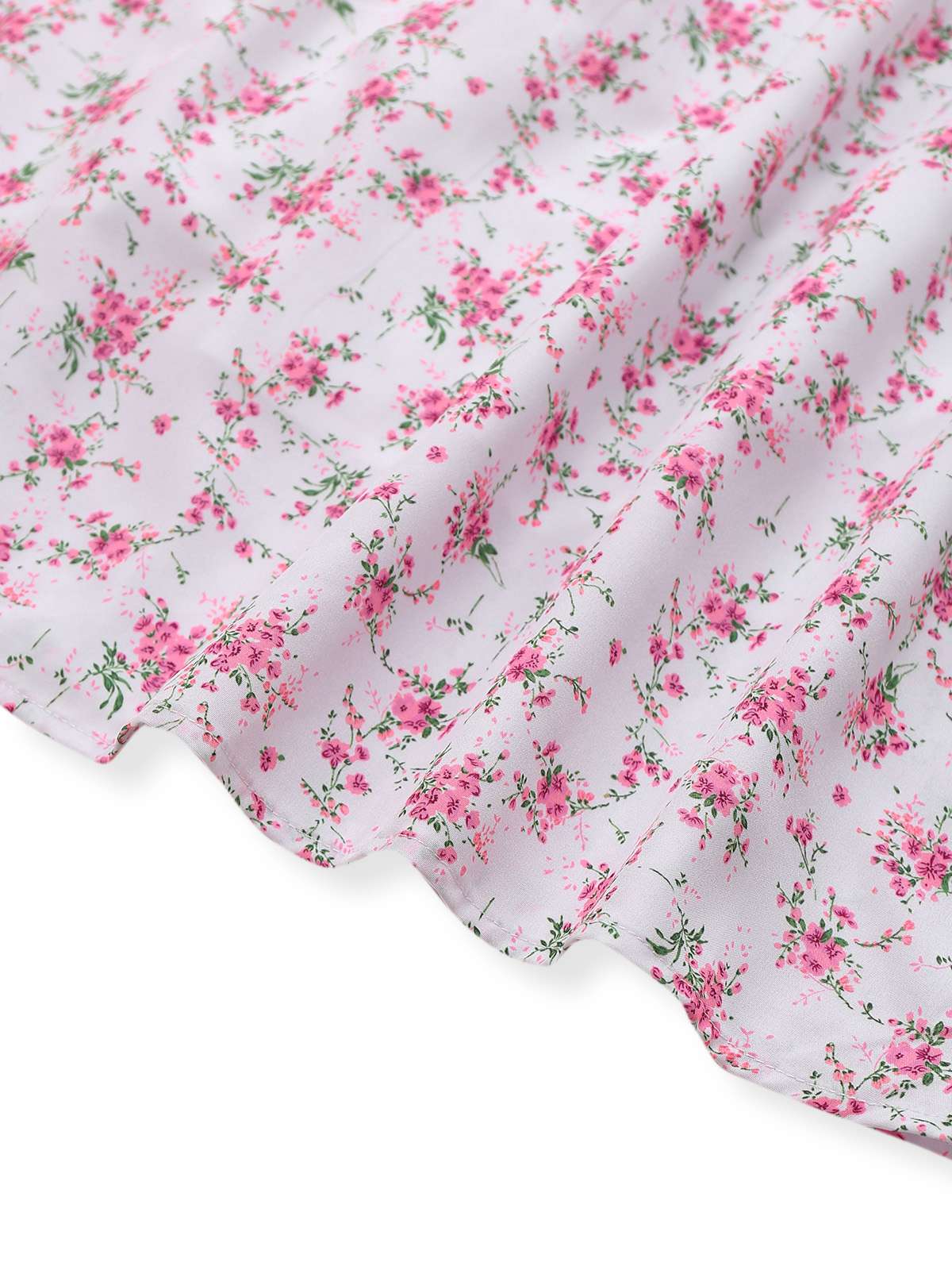 Lavender 1940s Ditsy Floral V-Neck Puff Sleeve Dress - Image 5