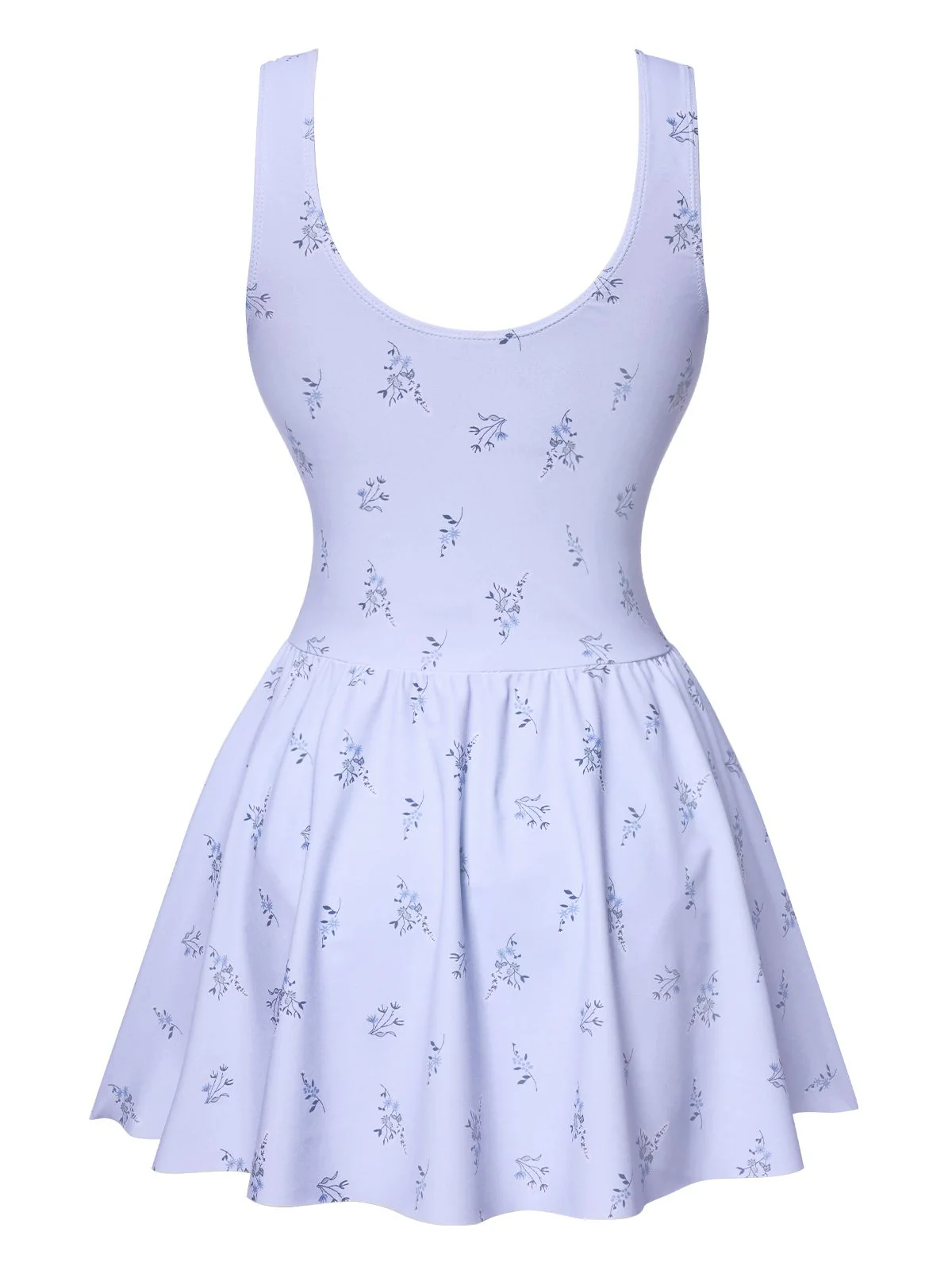 Lavender 1940s Floral Button Swim Dress - Image 2