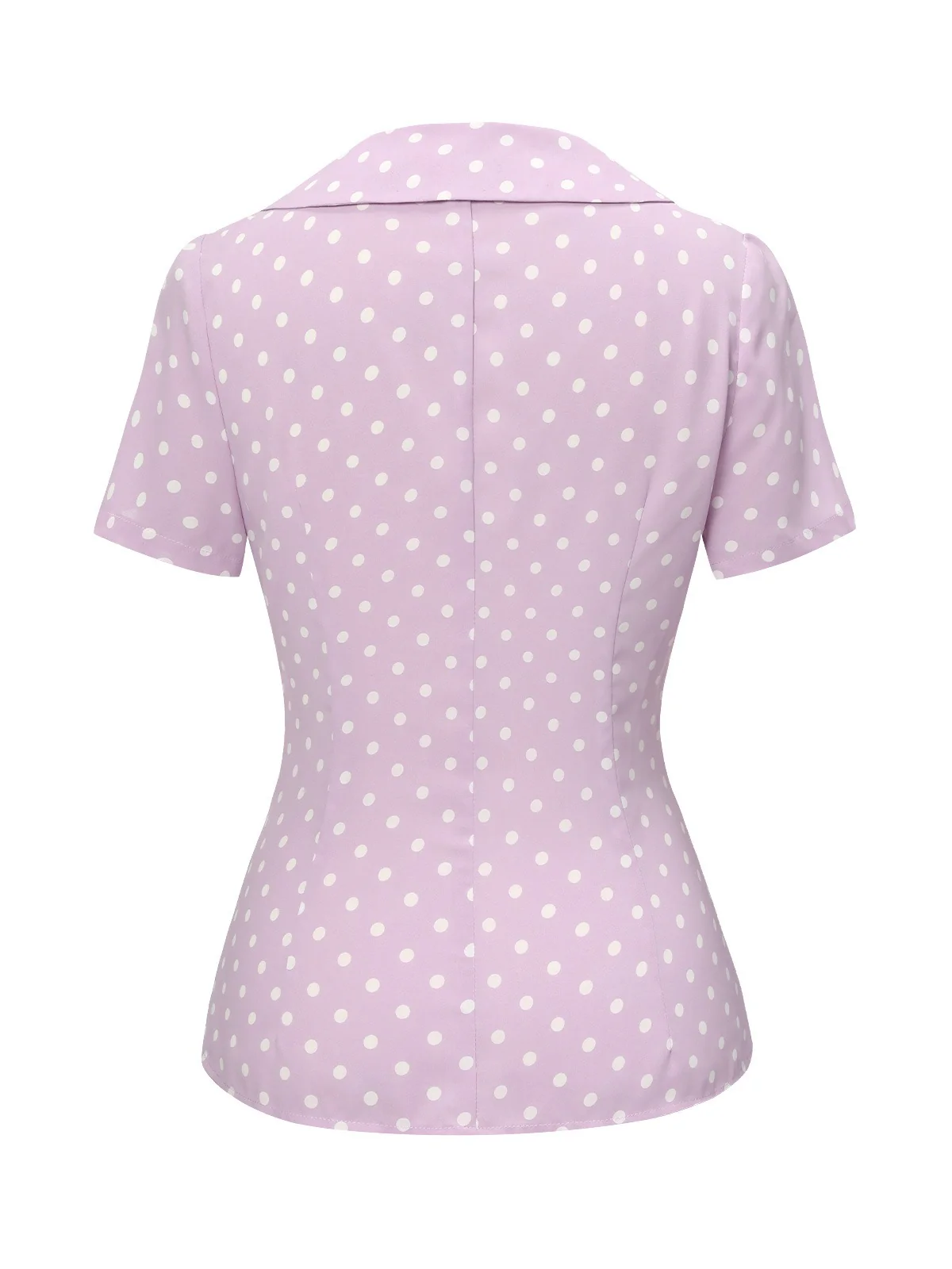 Lavender 1940s Polka Dots Lapel Blouse - Image 4