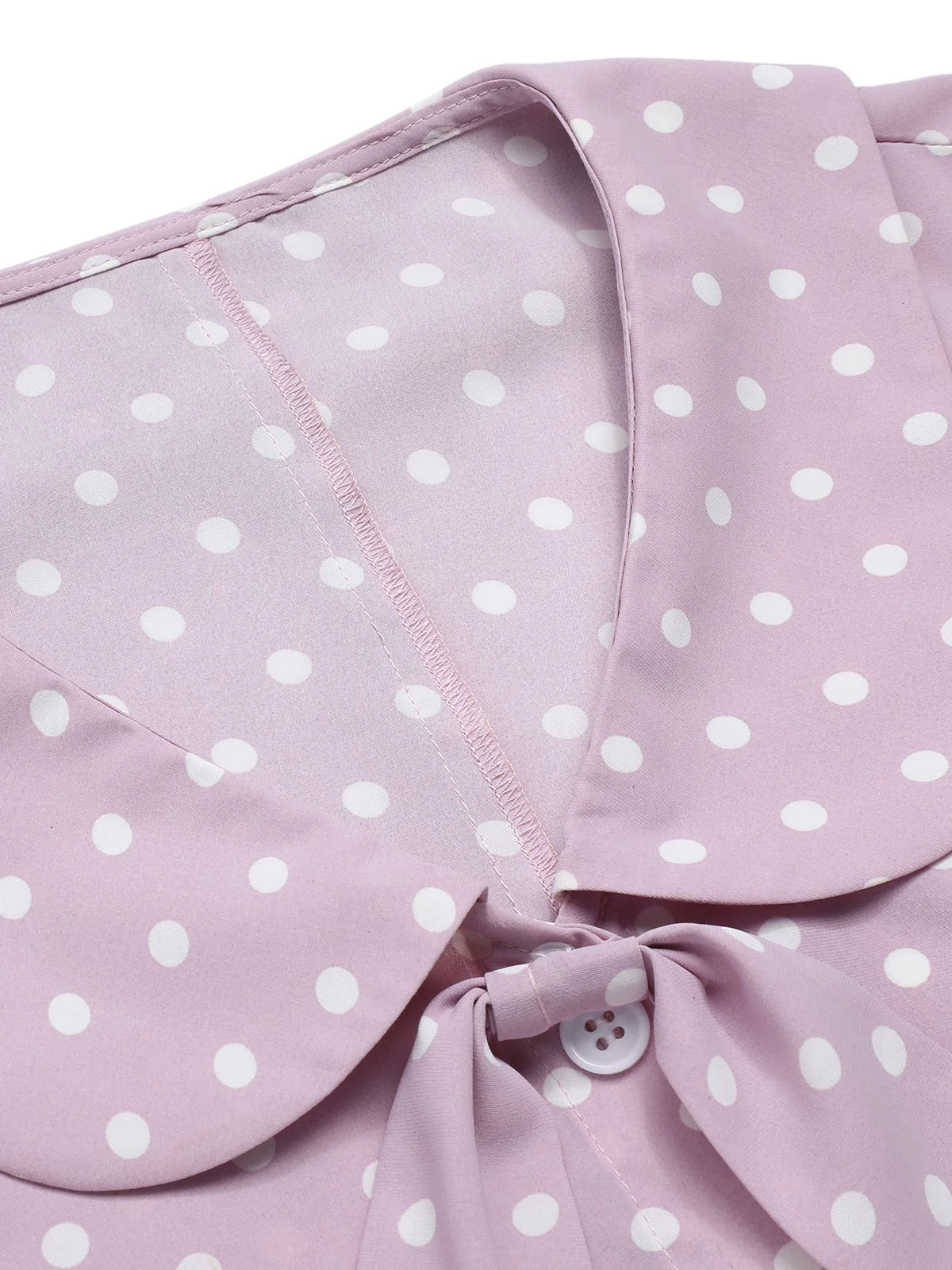 Lavender 1940s Polka Dots Lapel Blouse - Image 5