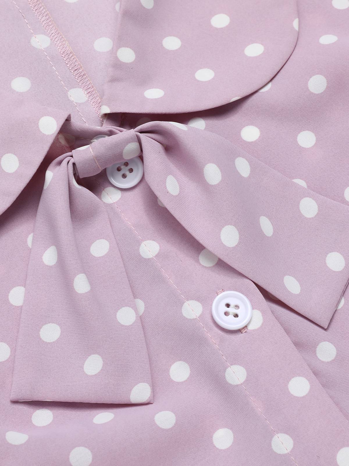 Lavender 1940s Polka Dots Lapel Blouse - Image 6