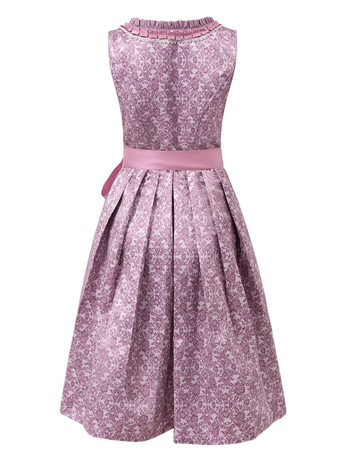 Lavender 1950s Floral Dress & Lace Patchwork Apron - Image 3