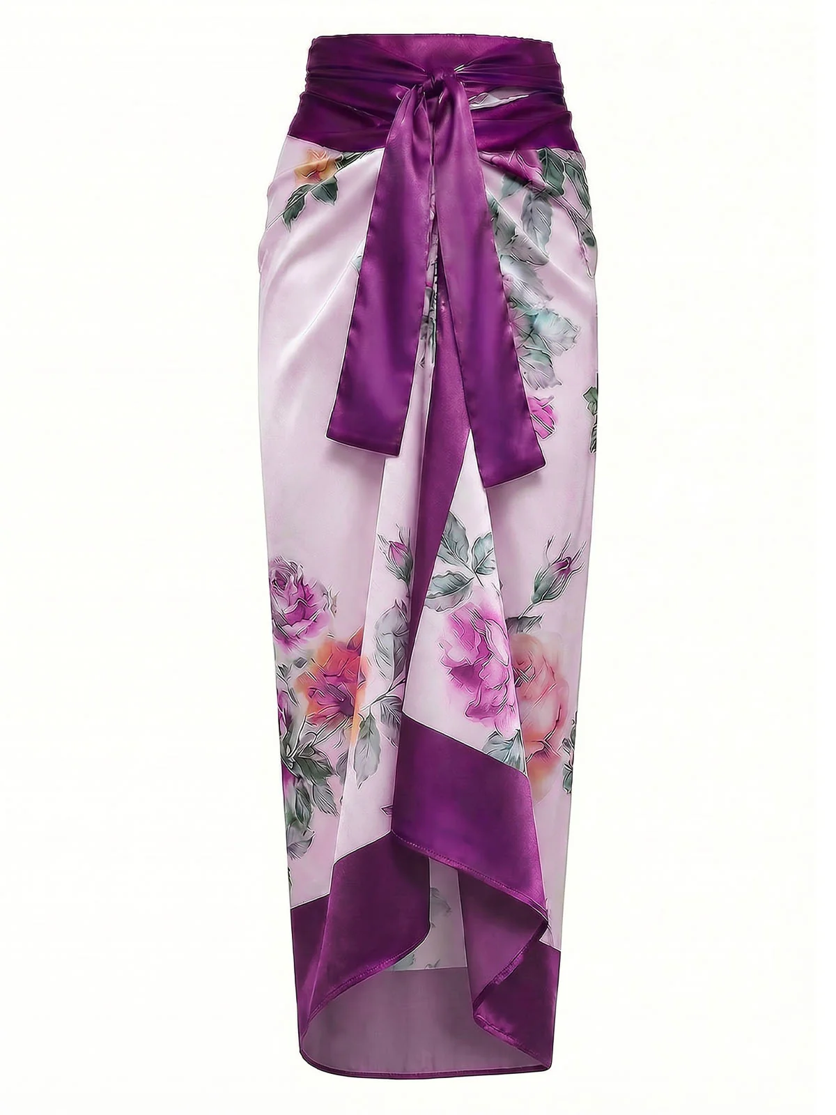 [Pre-Sale] Lavender 1970s Floral Asymmetric Swimsuit & Cover-Up - Image 3