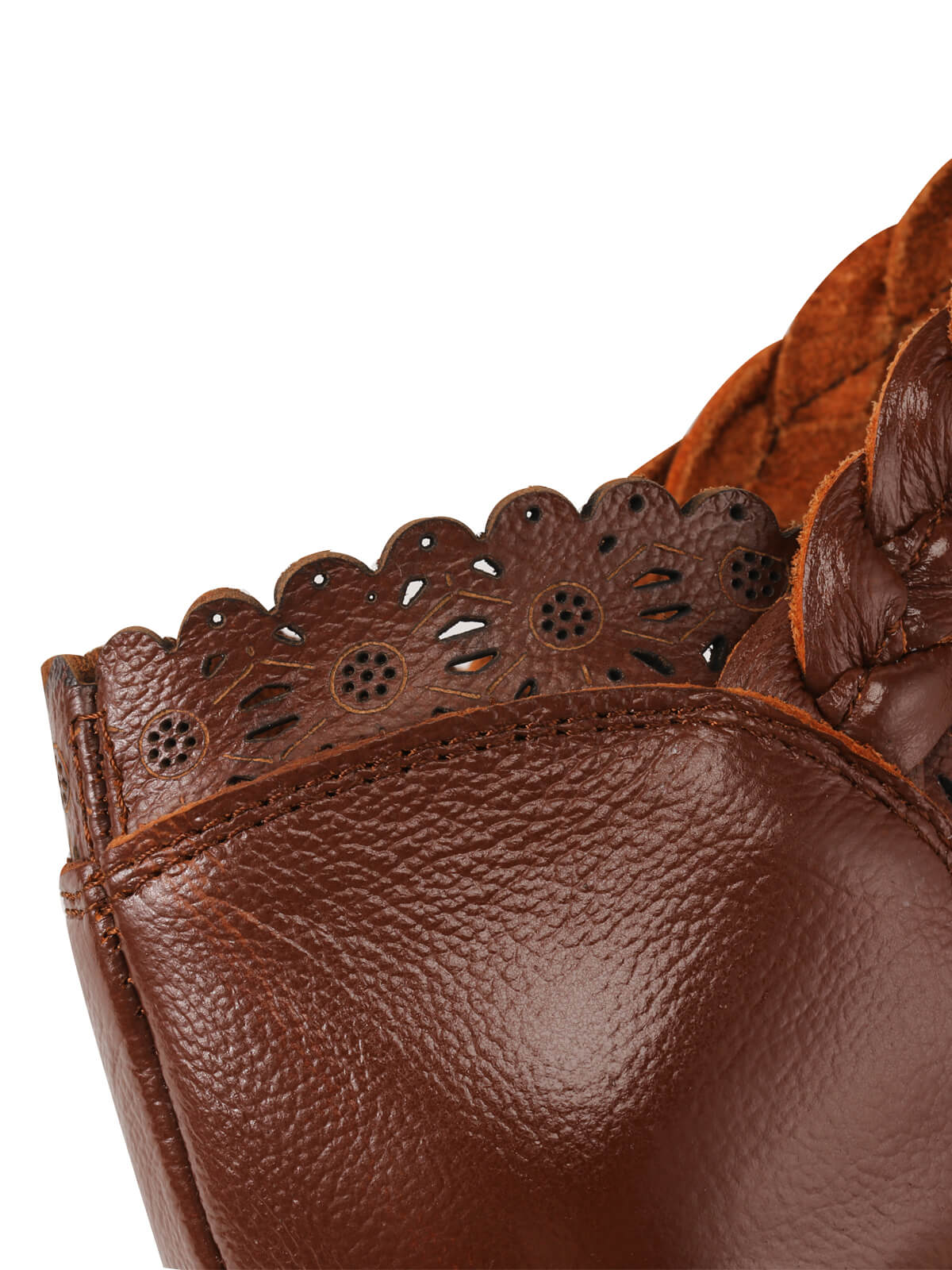 Leather Vintage Hollow-out High Heeled Sandals - Image 5