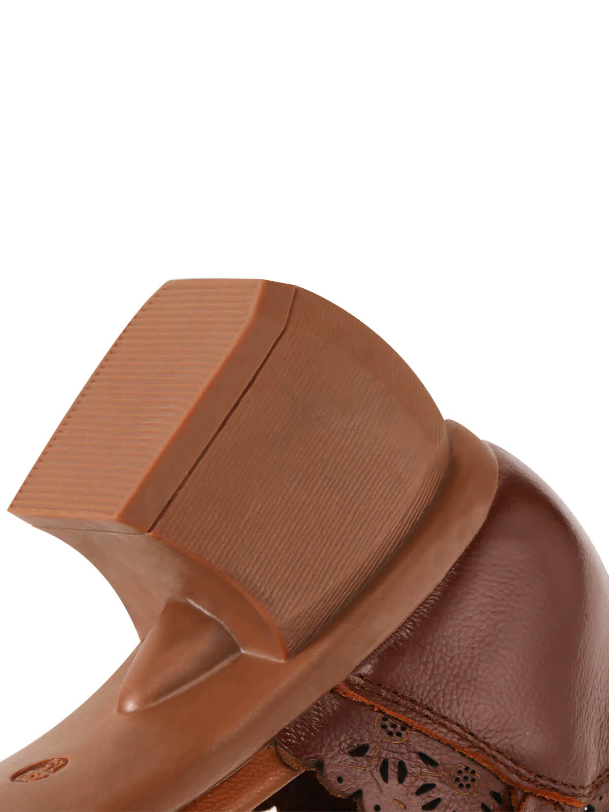 Leather Vintage Hollow-out High Heeled Sandals - Image 6