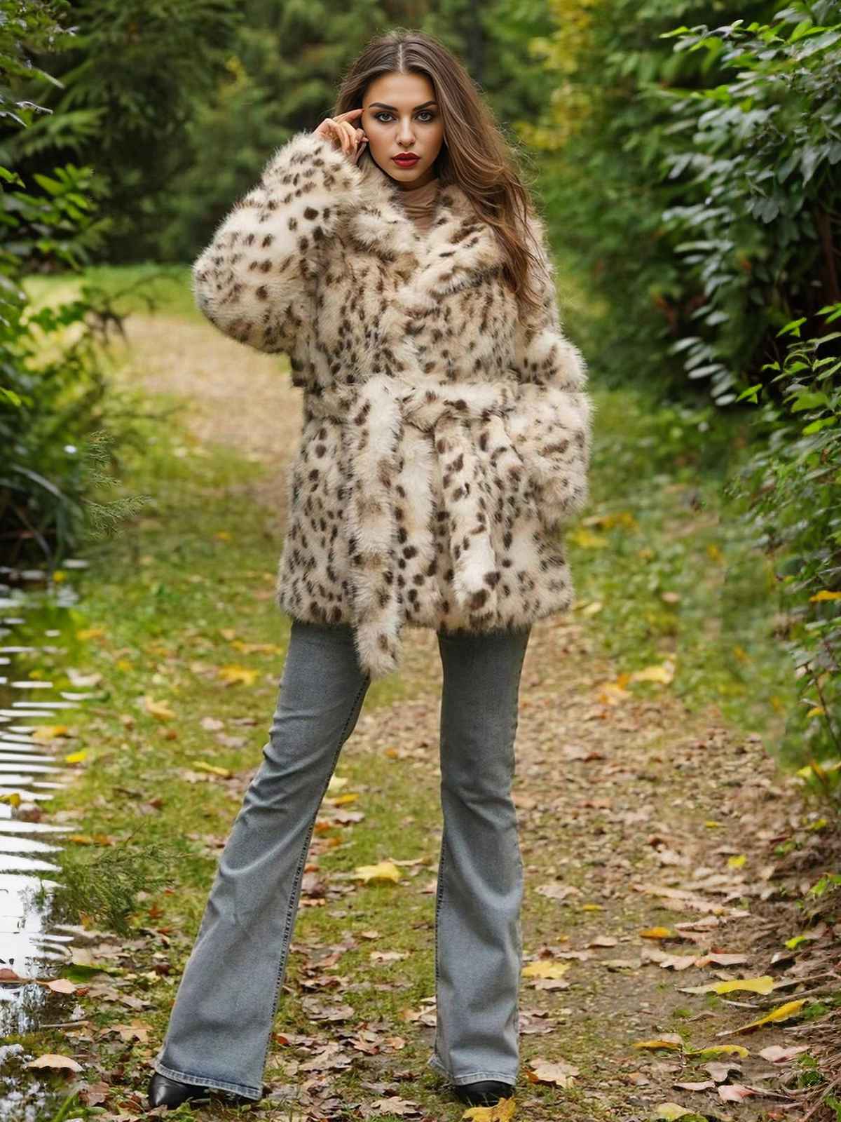 Leopard 1940s Imitation Fur Coat With Belt - Image 4