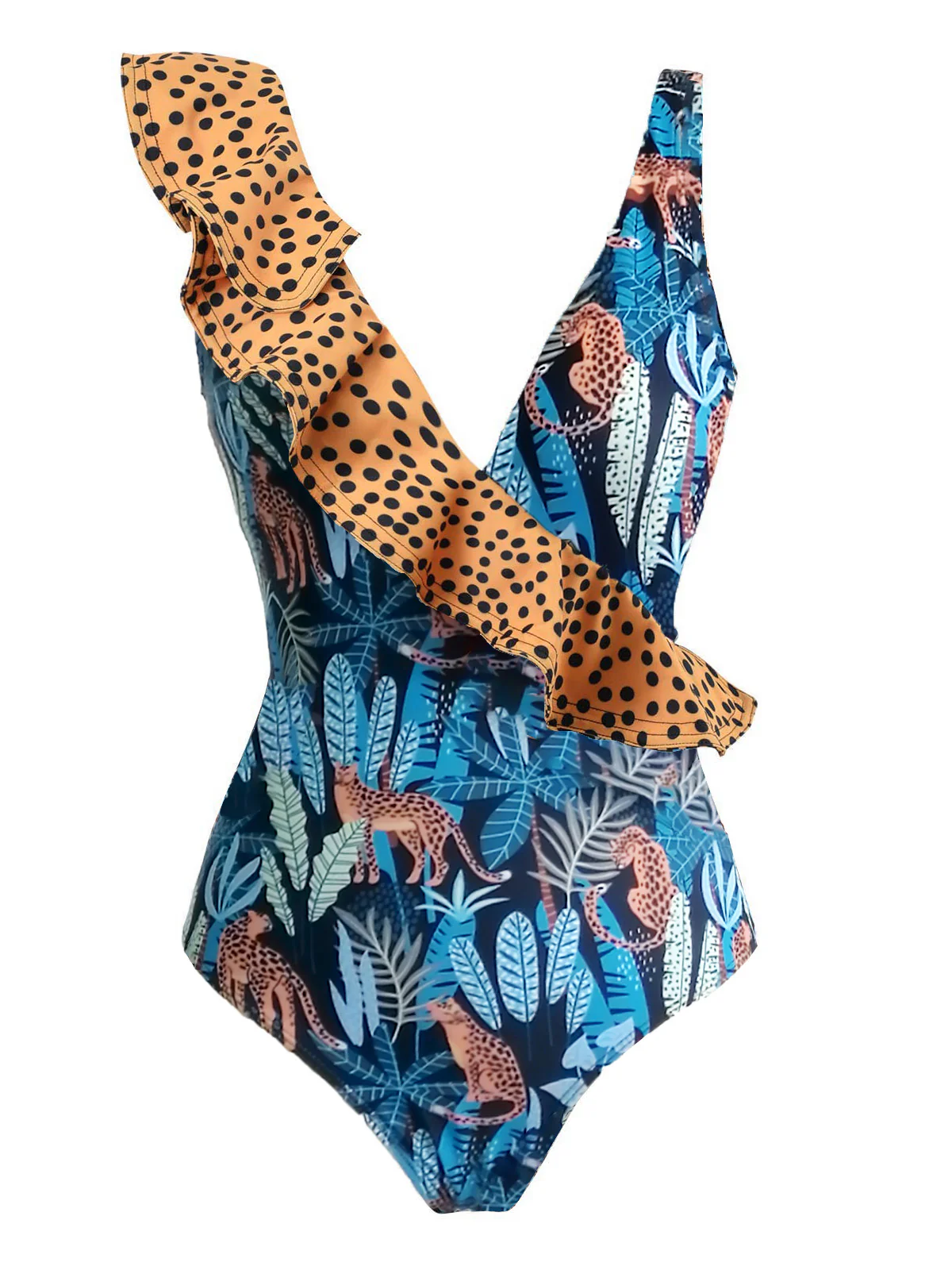 Leopard 1960s Ruffle Polka Dot Swimsuit & Cover-up - Image 2