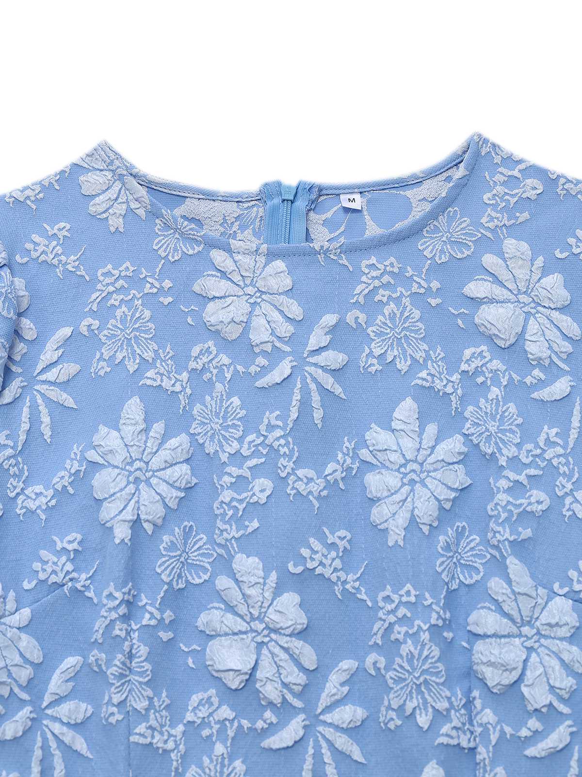Light Blue 1930s Daisy Puff Sleeve Dress - Image 3