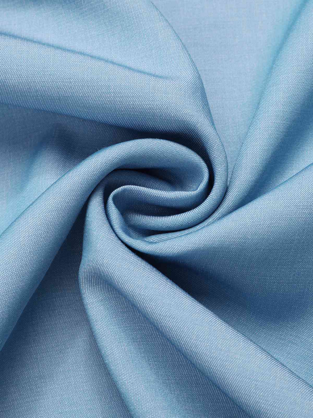 Light Blue 1930s Solid Straps Cotton Dress - Image 4