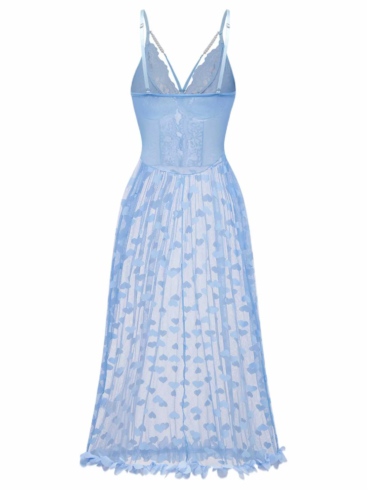 Light Blue 1930s Strap Lace Heart Nightgown - Image 2