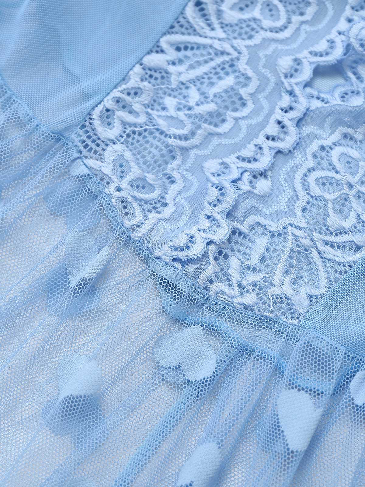 Light Blue 1930s Strap Lace Heart Nightgown - Image 3