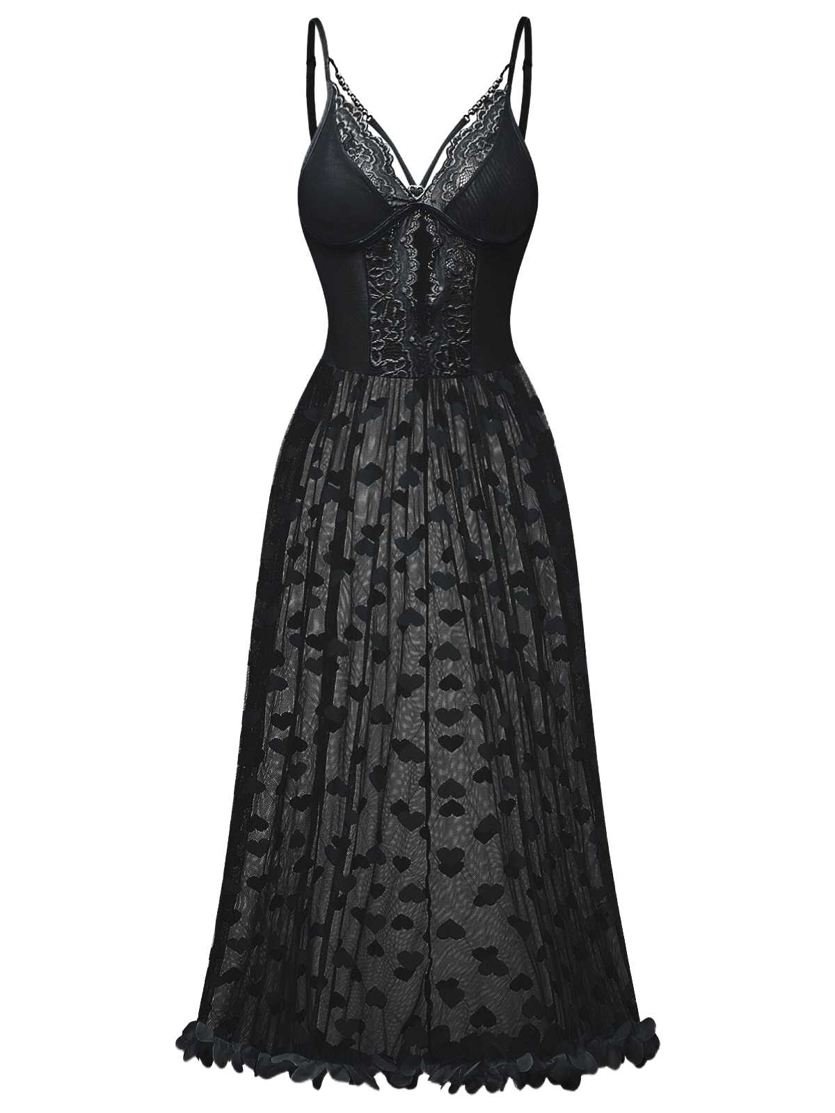 Light Blue 1930s Strap Lace Heart Nightgown - Image 6