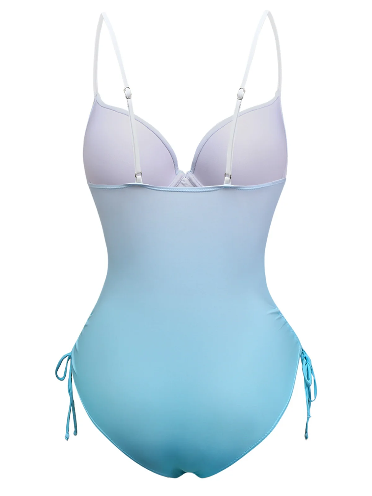 Light Blue 1940s Bow Spaghetti Strap One-Piece Swimsuit - Image 2