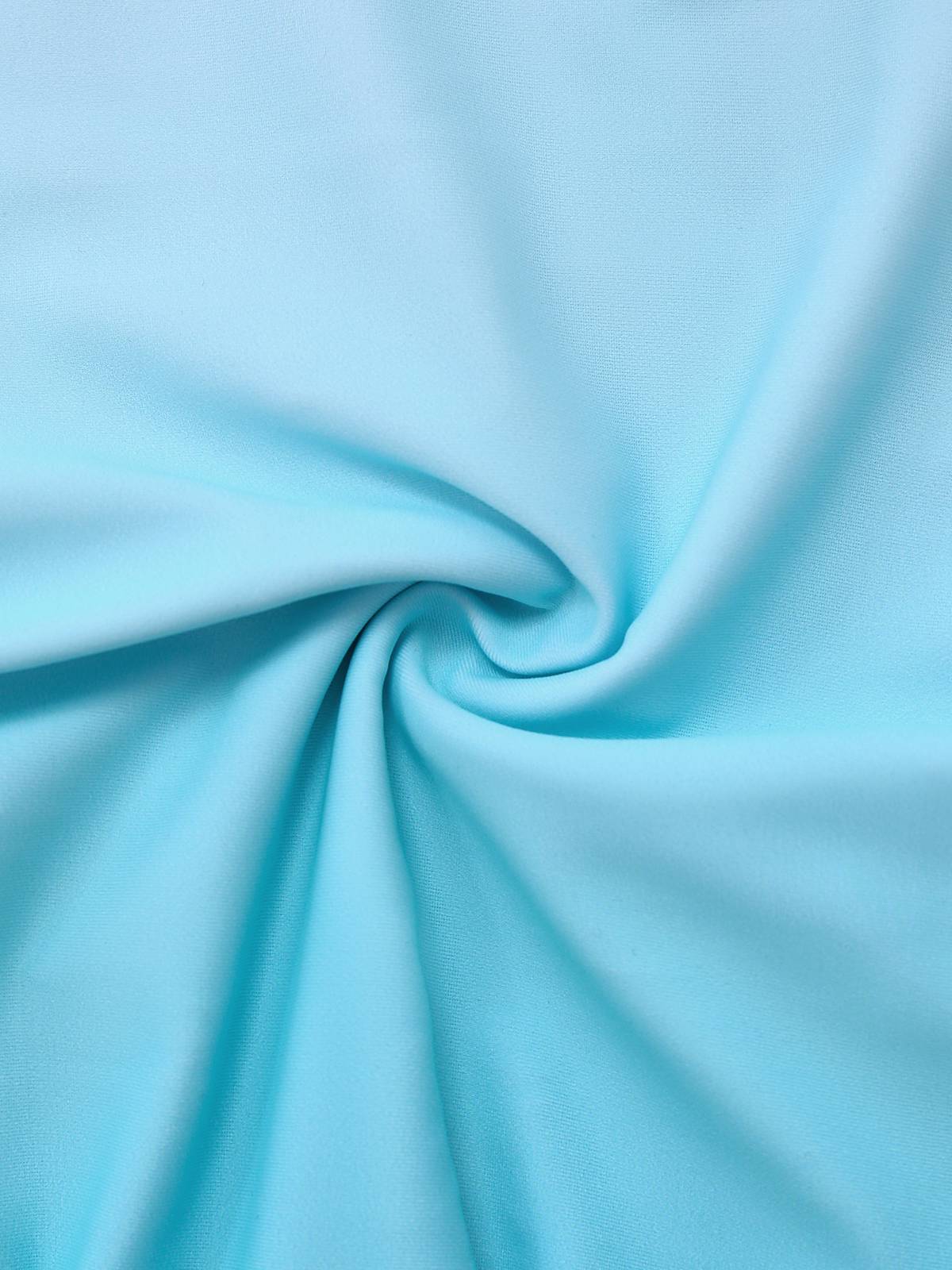 Light Blue 1940s Bow Spaghetti Strap One-Piece Swimsuit - Image 4