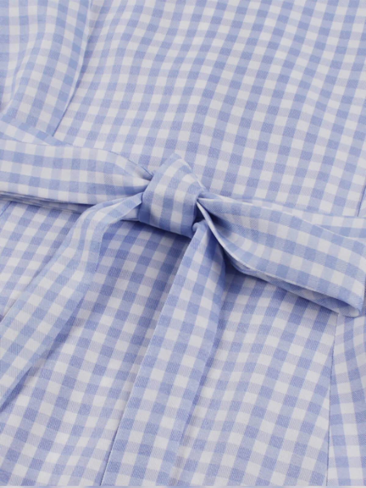 Light Blue 1940s Plaid Lapel Sleeveless Dress - Image 3