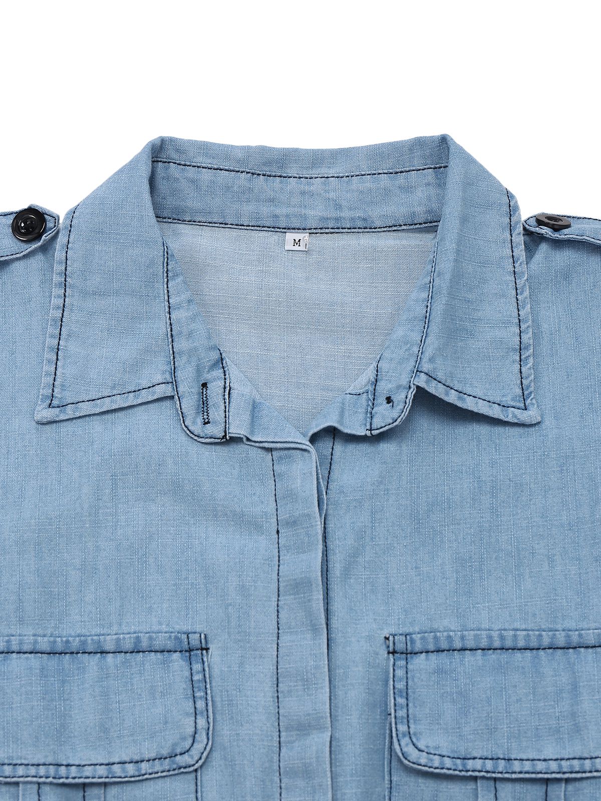 Light Blue 1950s Denim Button Lapel Romper - Image 16