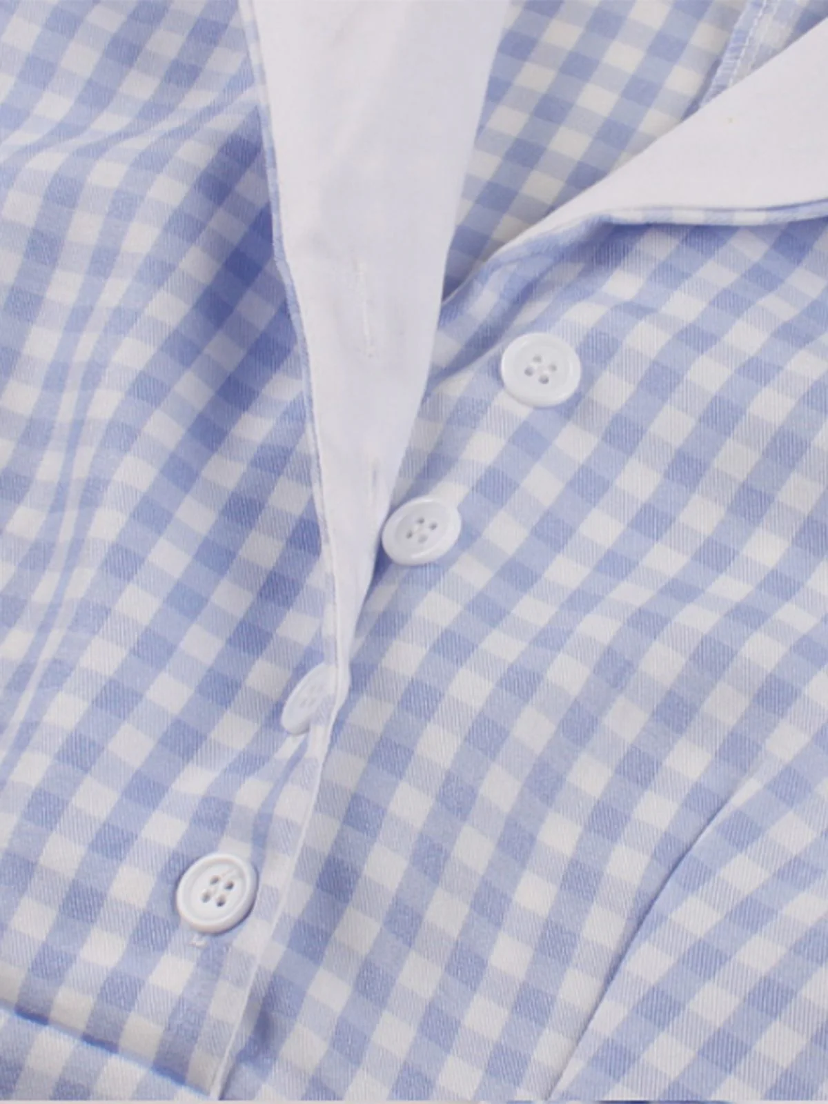 Light Blue 1950s Plaid Belt Lapel Dress - Image 3
