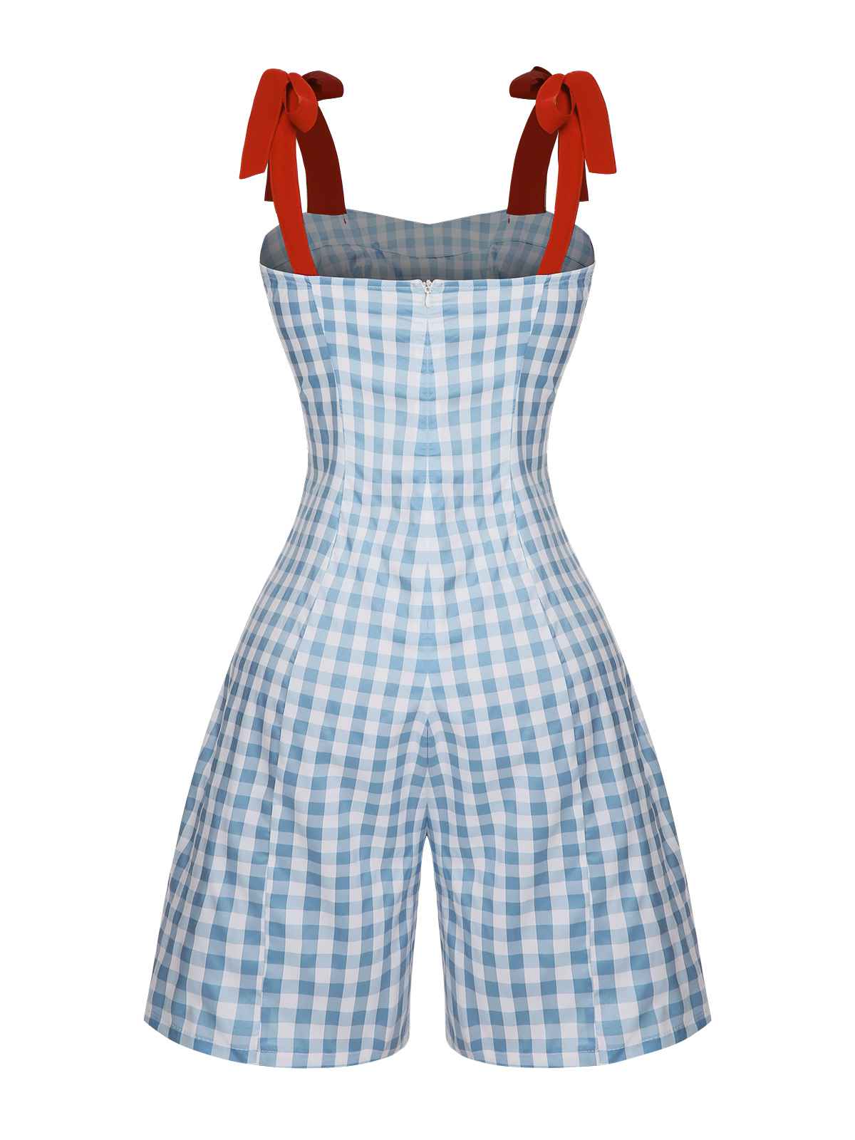 Light Blue 1950s Plaid Camisole Romper - Image 4
