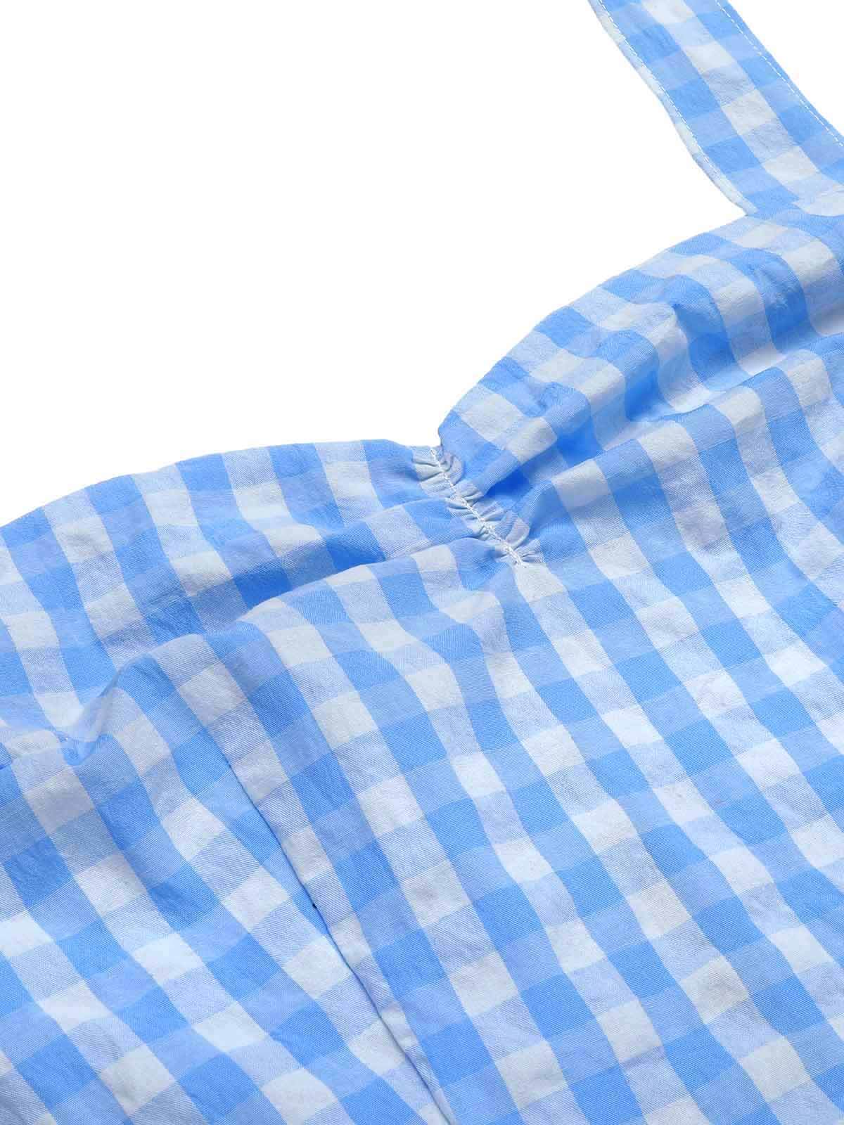 [Pre-Sale] Light Blue 1950s Plaid Halter Swing Dress - Image 5
