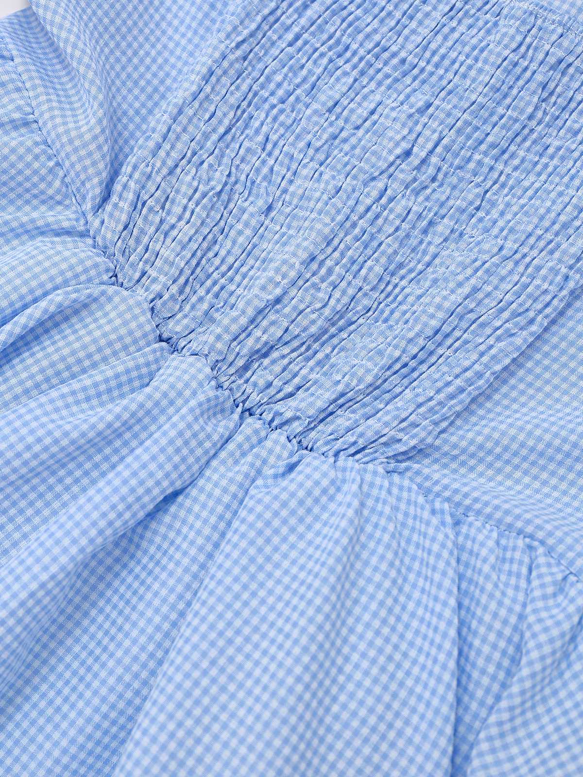 Light Blue 1950s Slip Gingham Lace Dress - Image 4