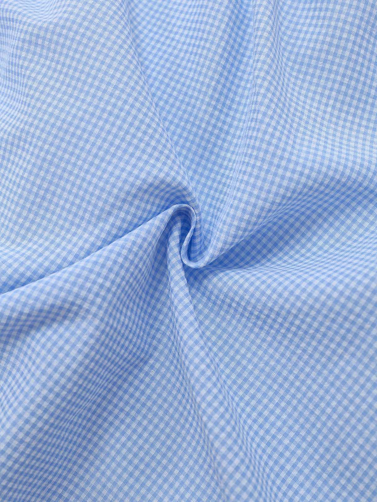 Light Blue 1950s Slip Gingham Lace Dress - Image 5