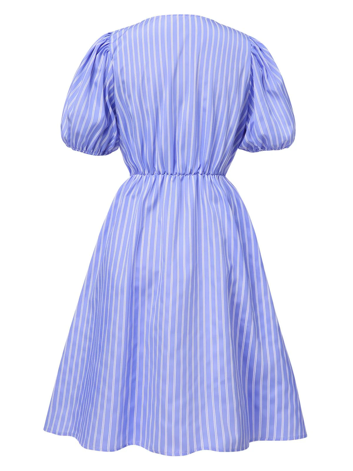 Light Blue 1950s Striped Bow Lace-Up Dress - Image 2