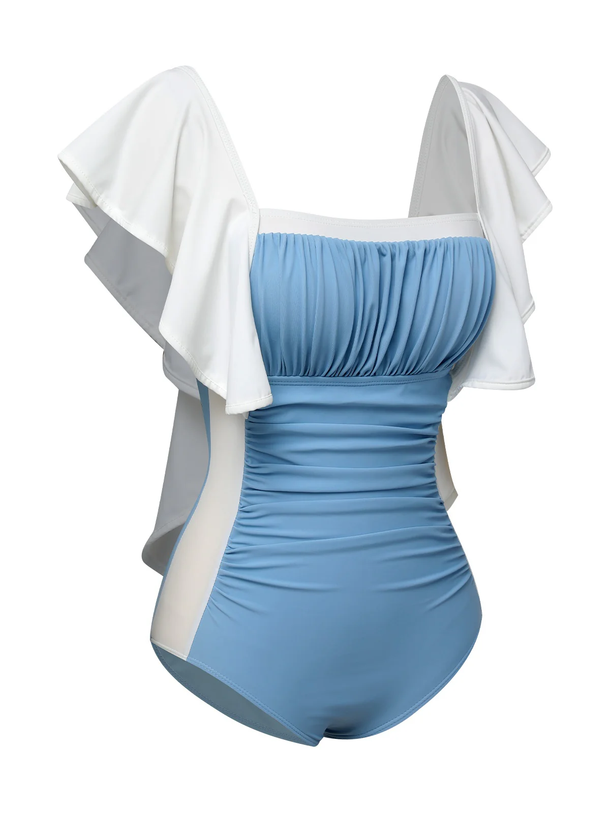 Light Blue 1960s Backless One-piece Swimsuit - Image 2