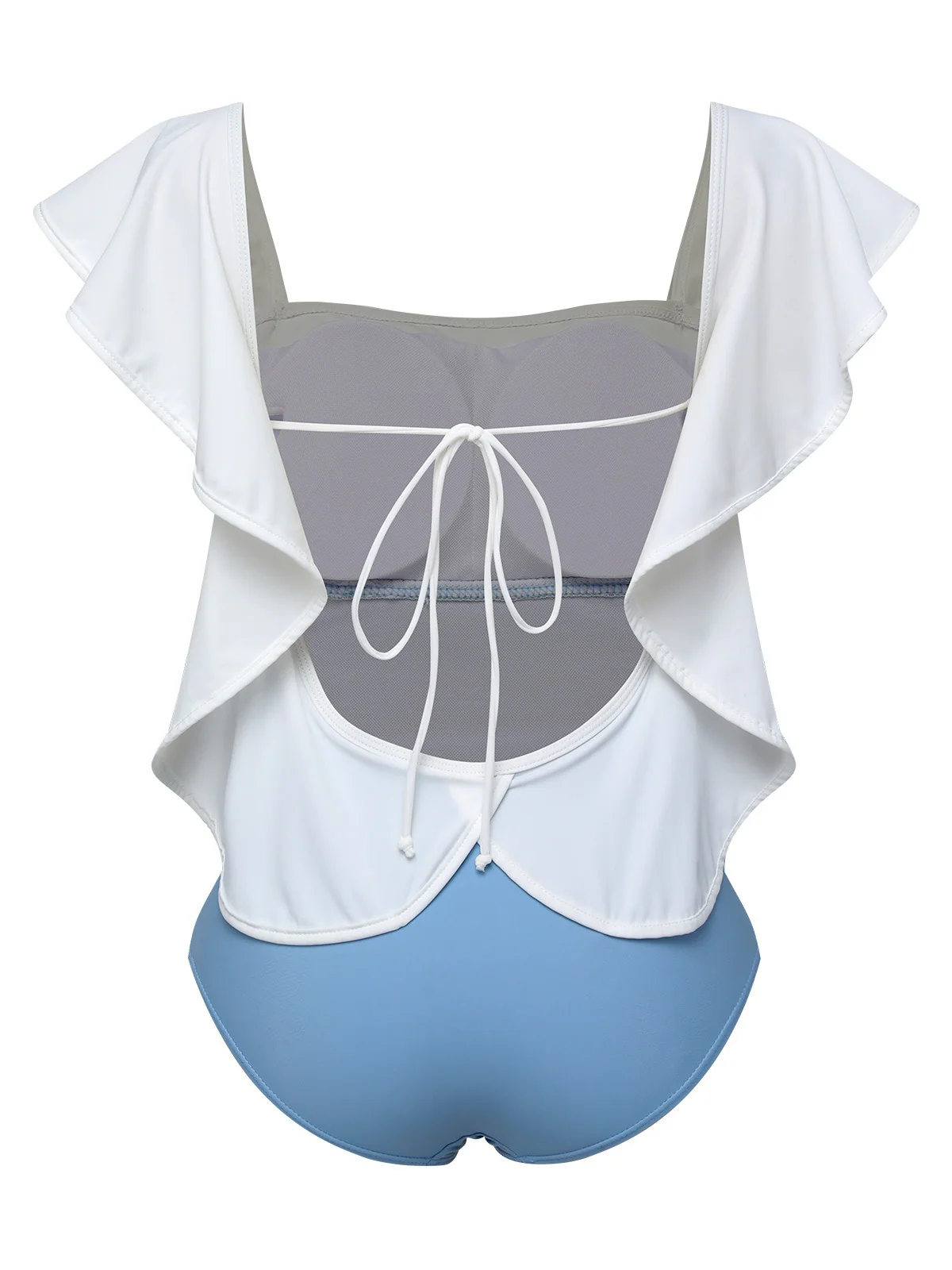Light Blue 1960s Backless One-piece Swimsuit - Image 3