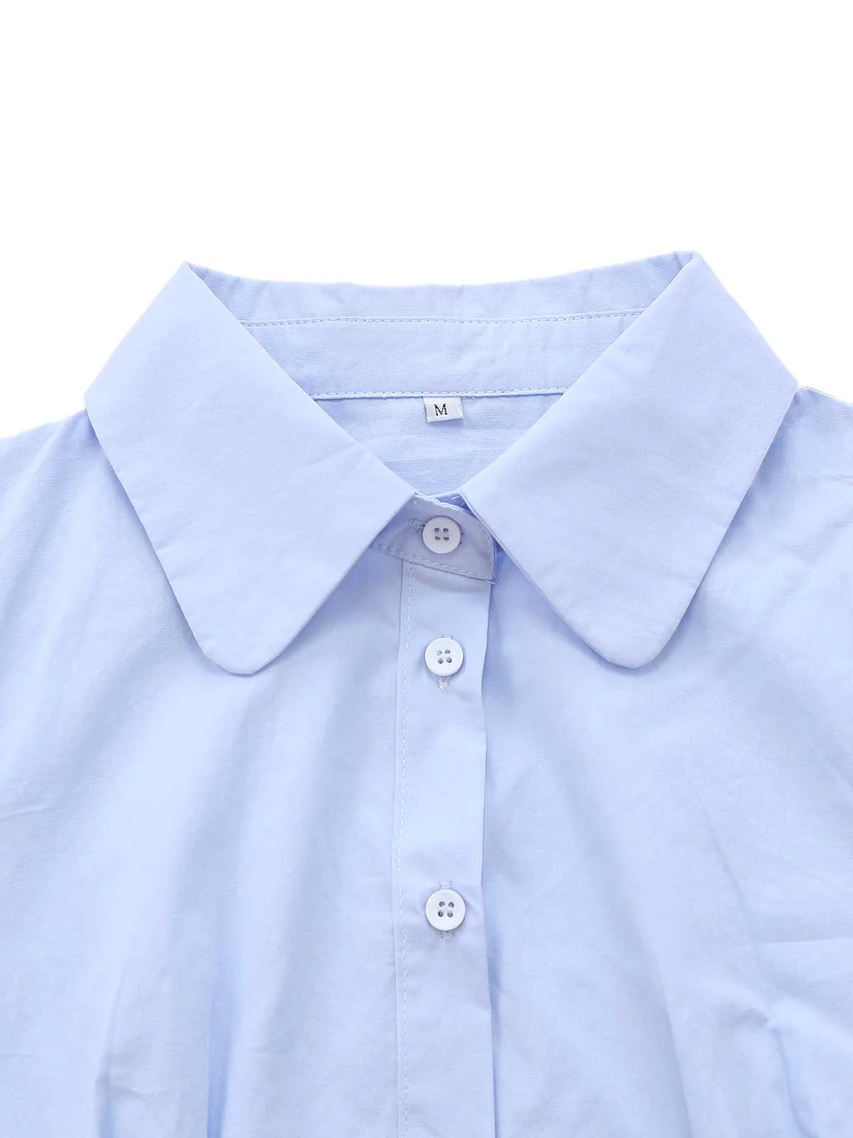 Light Blue 1970s Fitted Solid Blouse - Image 3