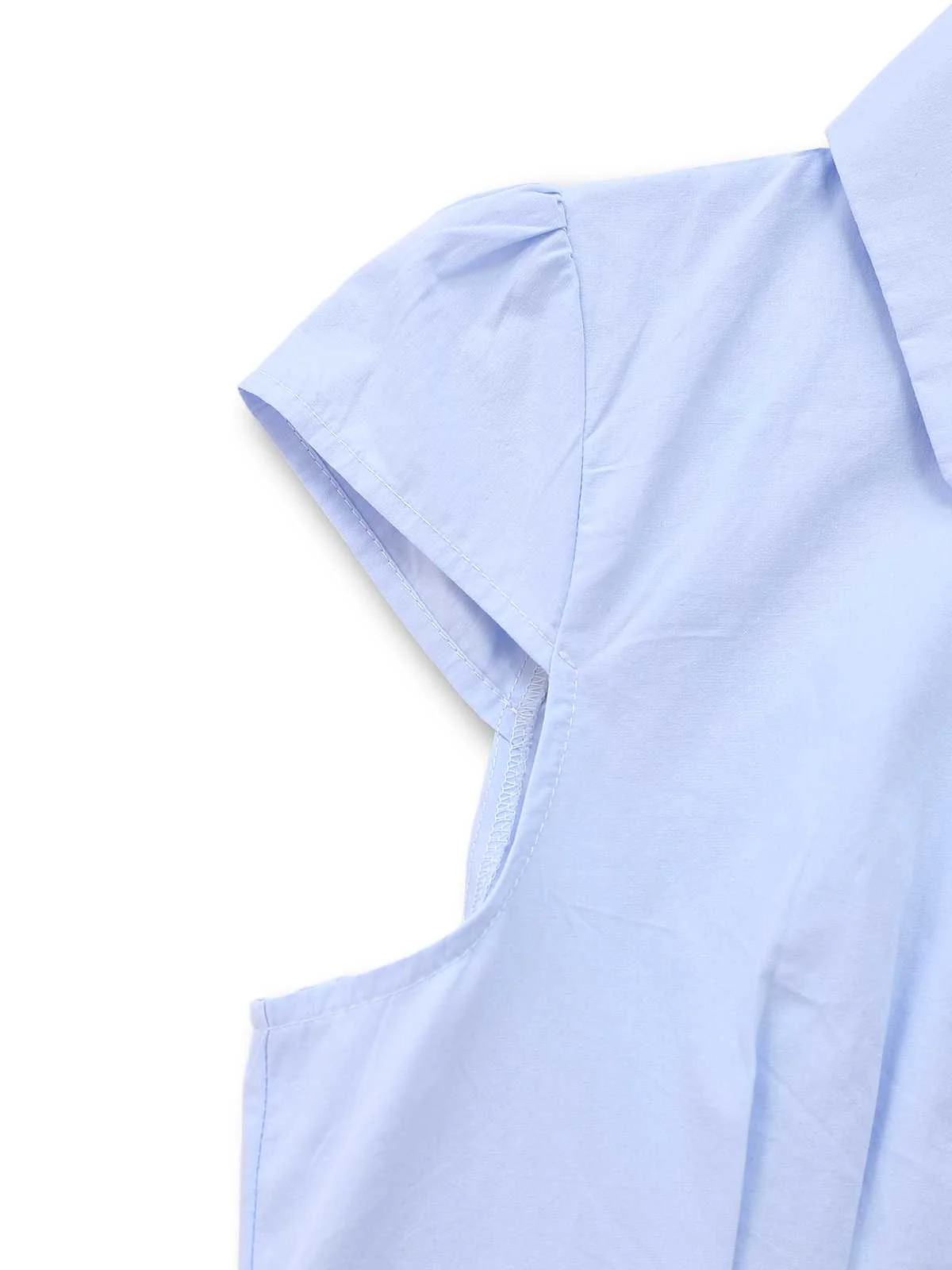 Light Blue 1970s Fitted Solid Blouse - Image 4