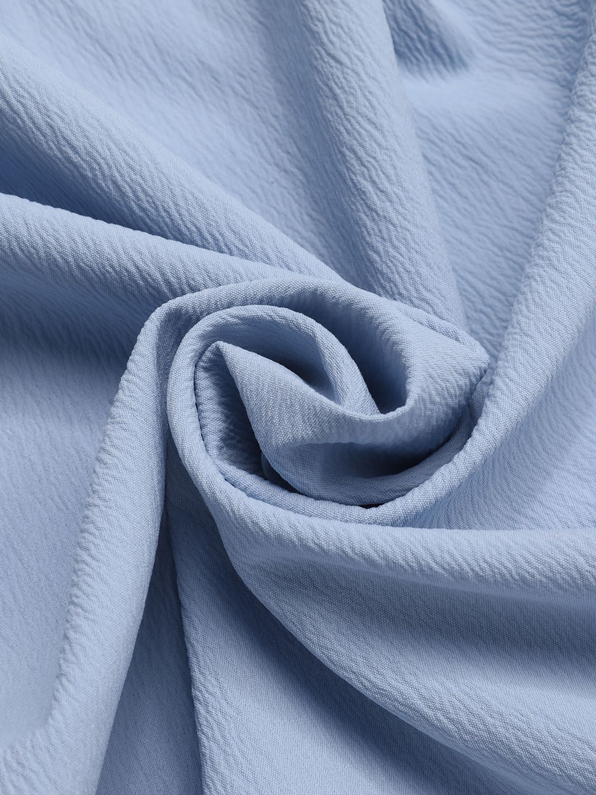 Light Blue 1970s V-Neck Ruffle Hem Dress - Image 4