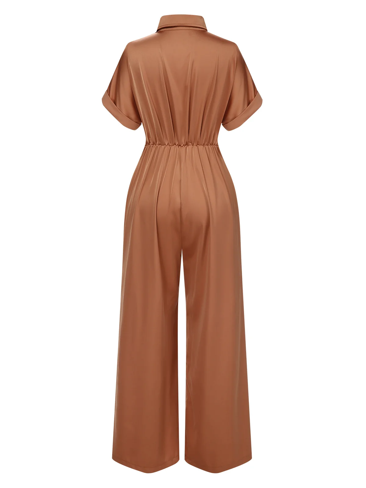 Light Brown 1930s Solid Belted Jumpsuit - Image 3