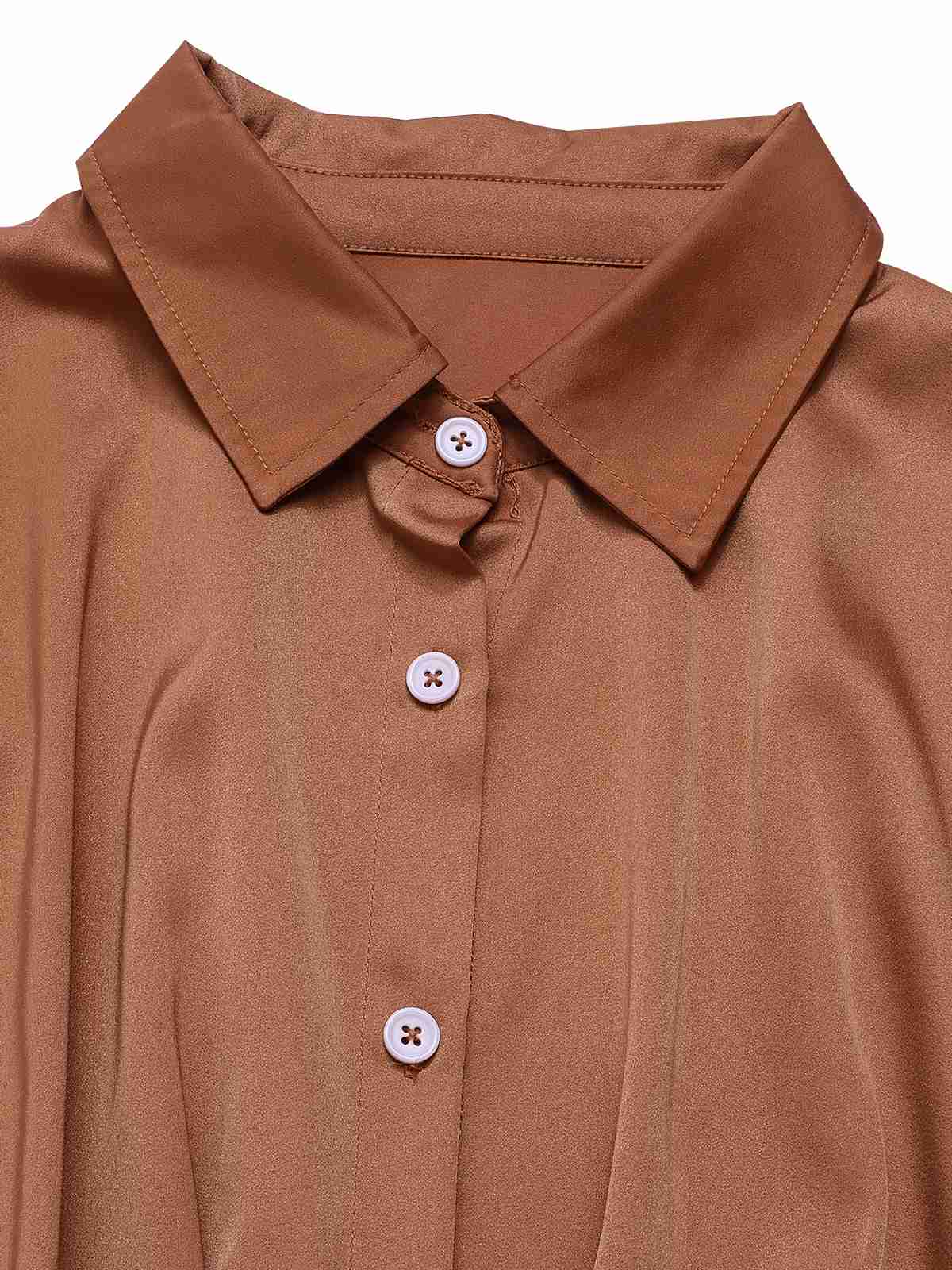 Light Brown 1930s Solid Belted Jumpsuit - Image 4