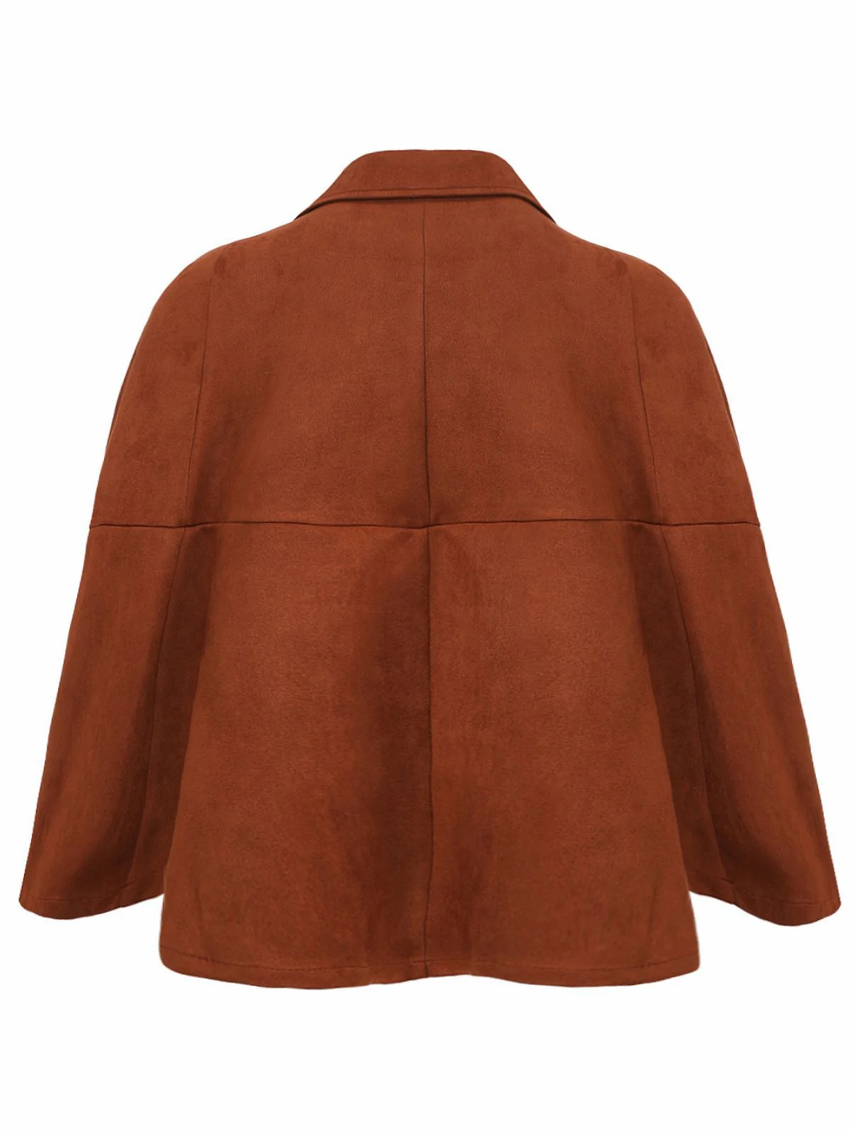 Light Brown 1940s Double-breasted Metal Button Suede Cape - Image 3