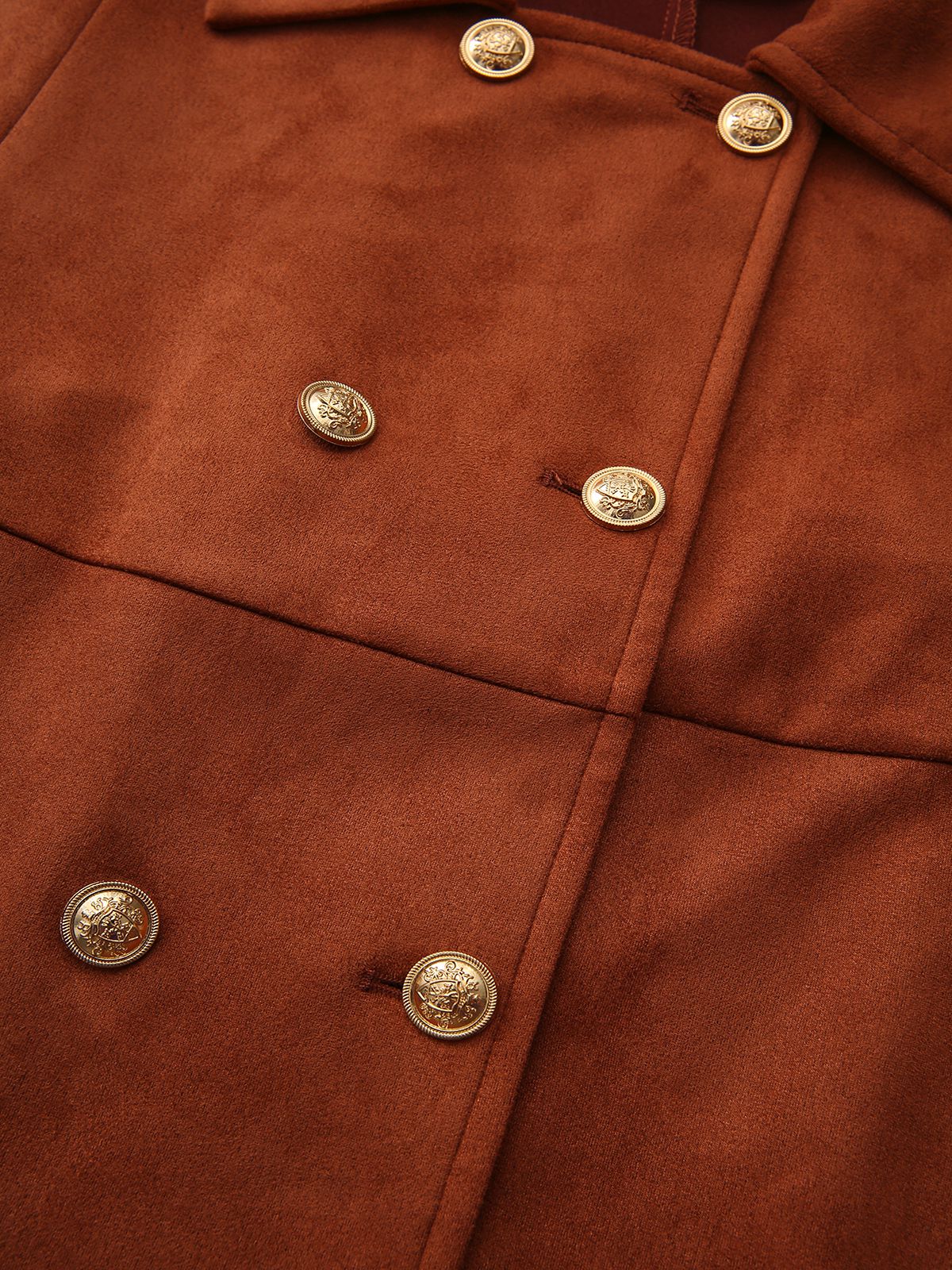 Light Brown 1940s Double-breasted Metal Button Suede Cape - Image 5