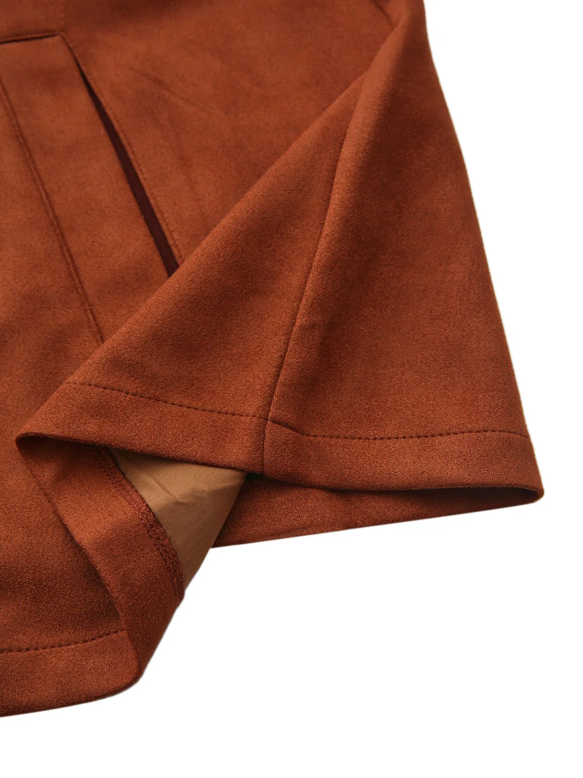 Light Brown 1940s Double-breasted Metal Button Suede Cape - Image 6