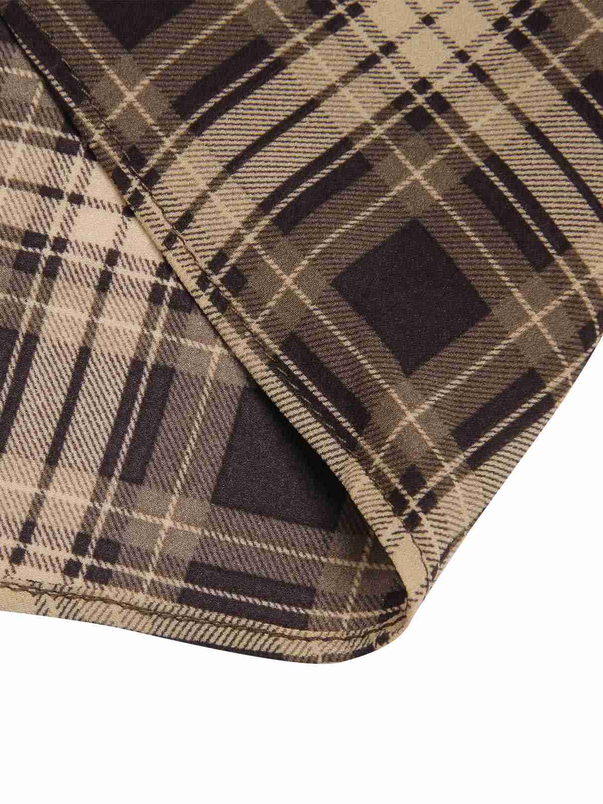 Light Brown 1950s Plaid Pleated Skirt - Image 6