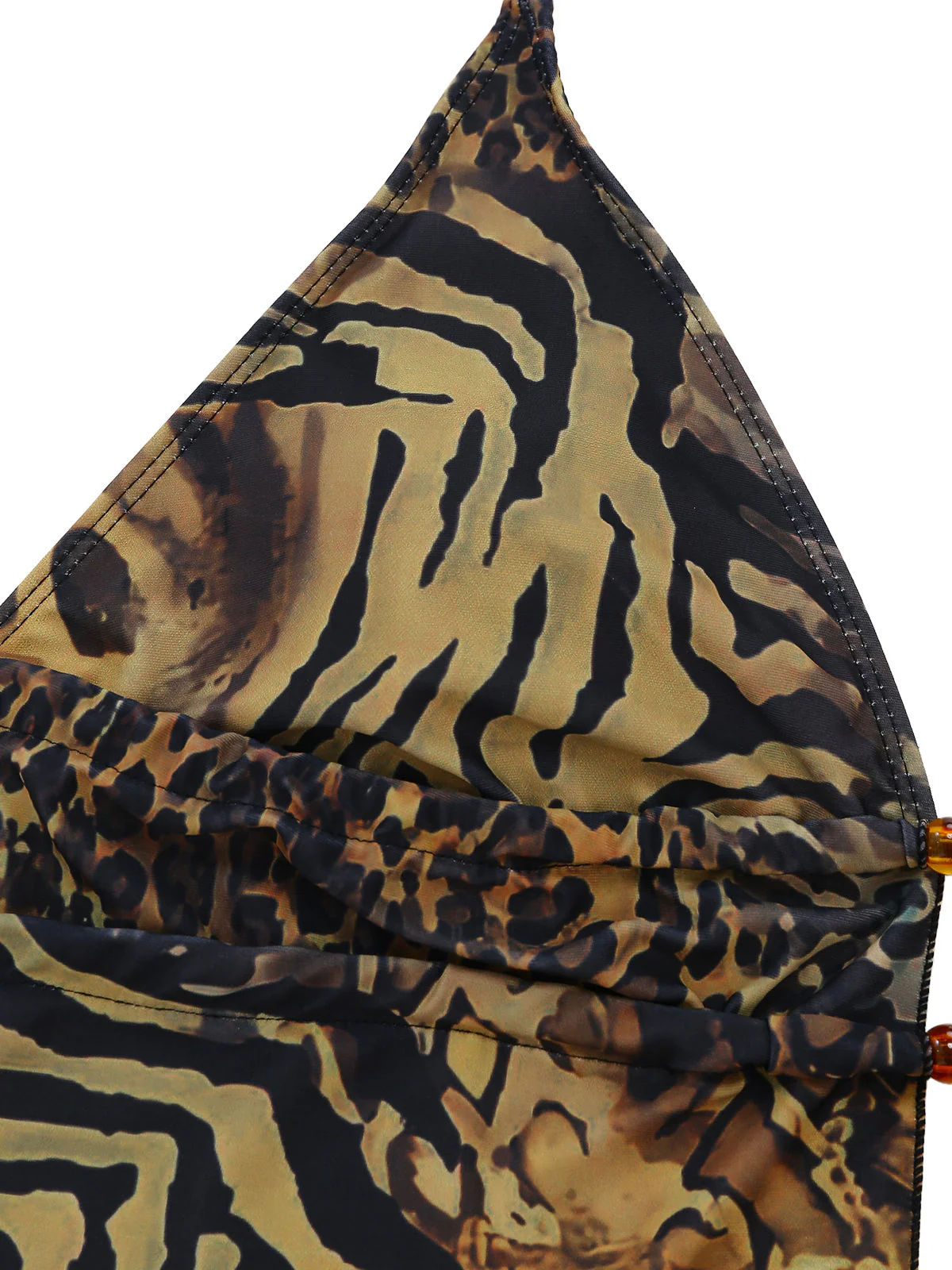 Light Brown 1960s Leopard Halter Tie-Front Ruffle Tankini Set - Image 3