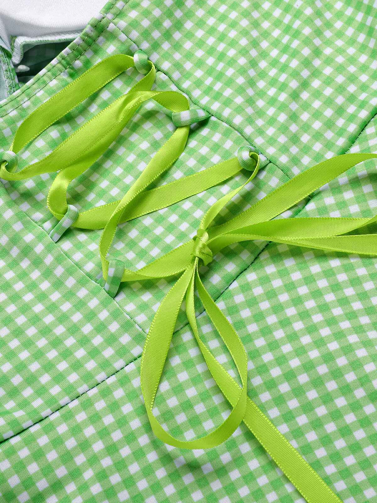 Light Green 1930s Plaid Halter One-Piece Swimsuit - Image 2