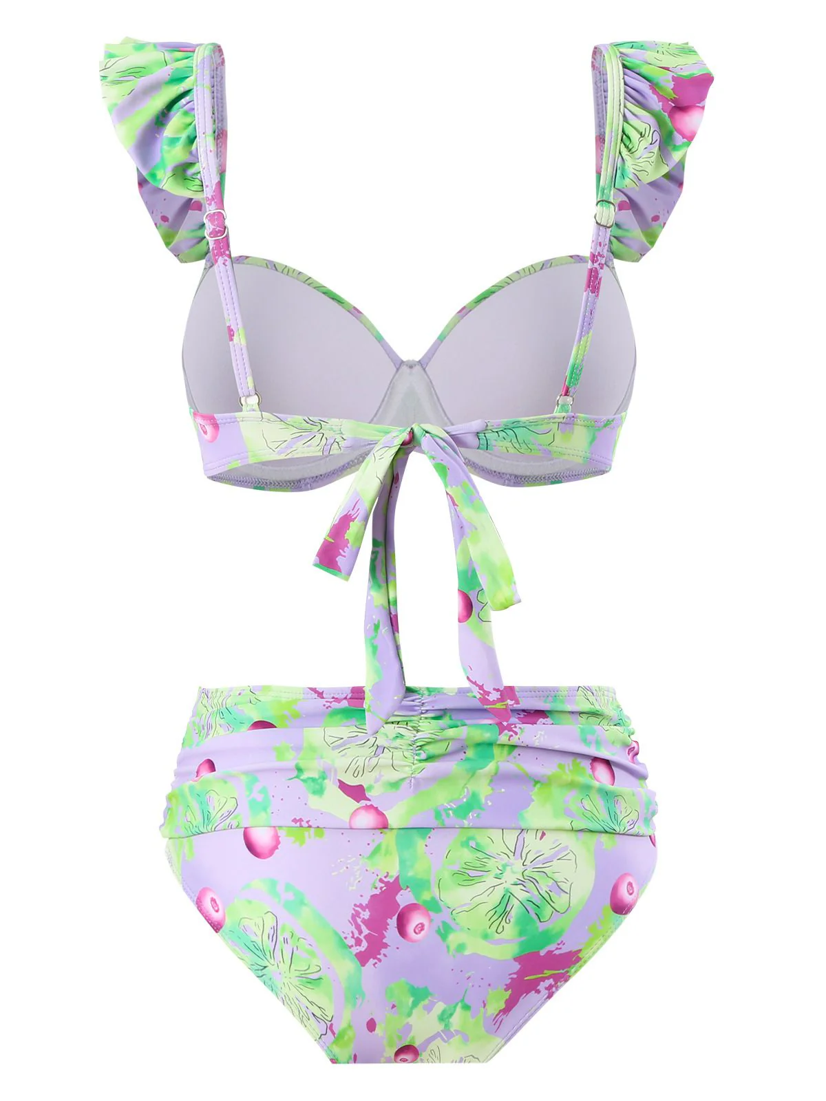 Light Green 1940s Grape Ruffle Swimsuit - Image 2
