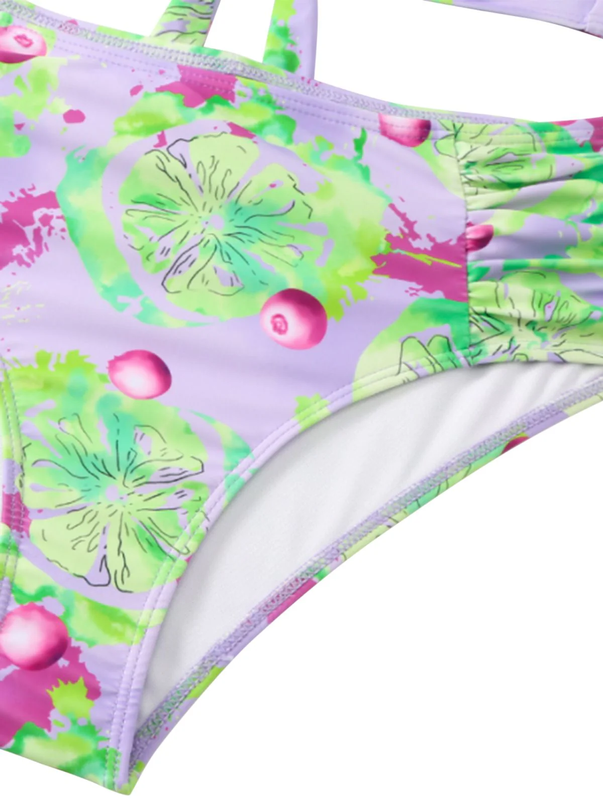 Light Green 1940s Grape Ruffle Swimsuit - Image 3