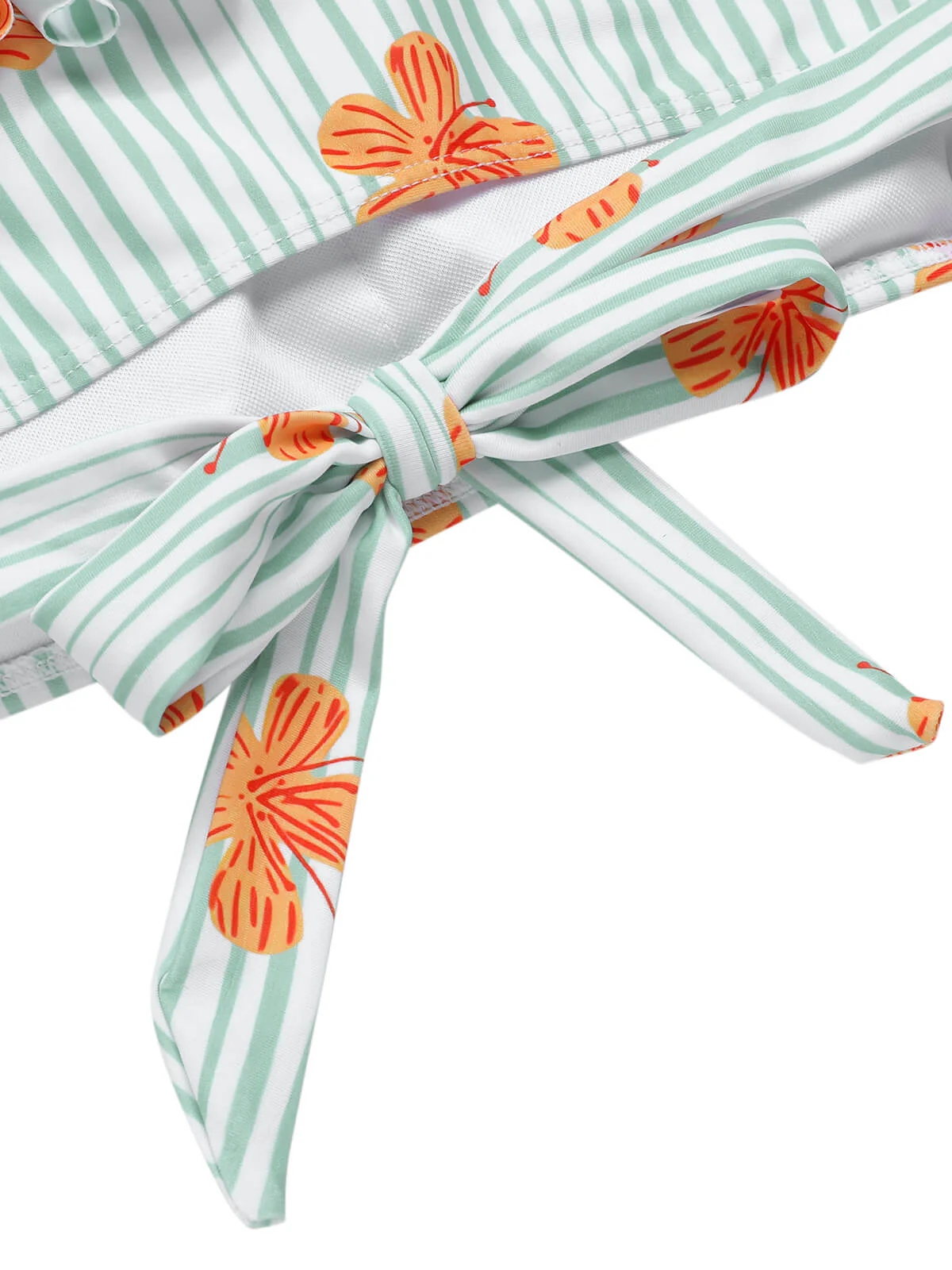 Light Green 1950s Floral Stripe Swimsuit & Skirt Cover-Up - Image 8