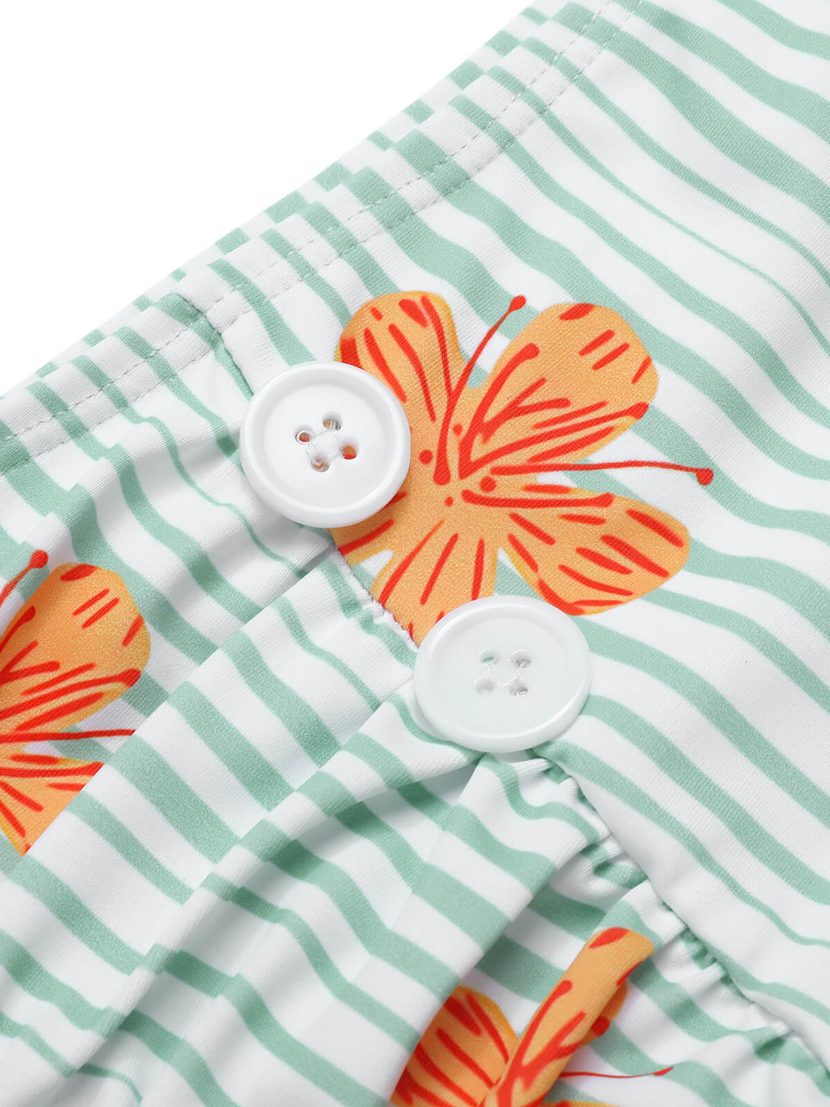 Light Green 1950s Floral Stripe Swimsuit & Skirt Cover-Up - Image 9