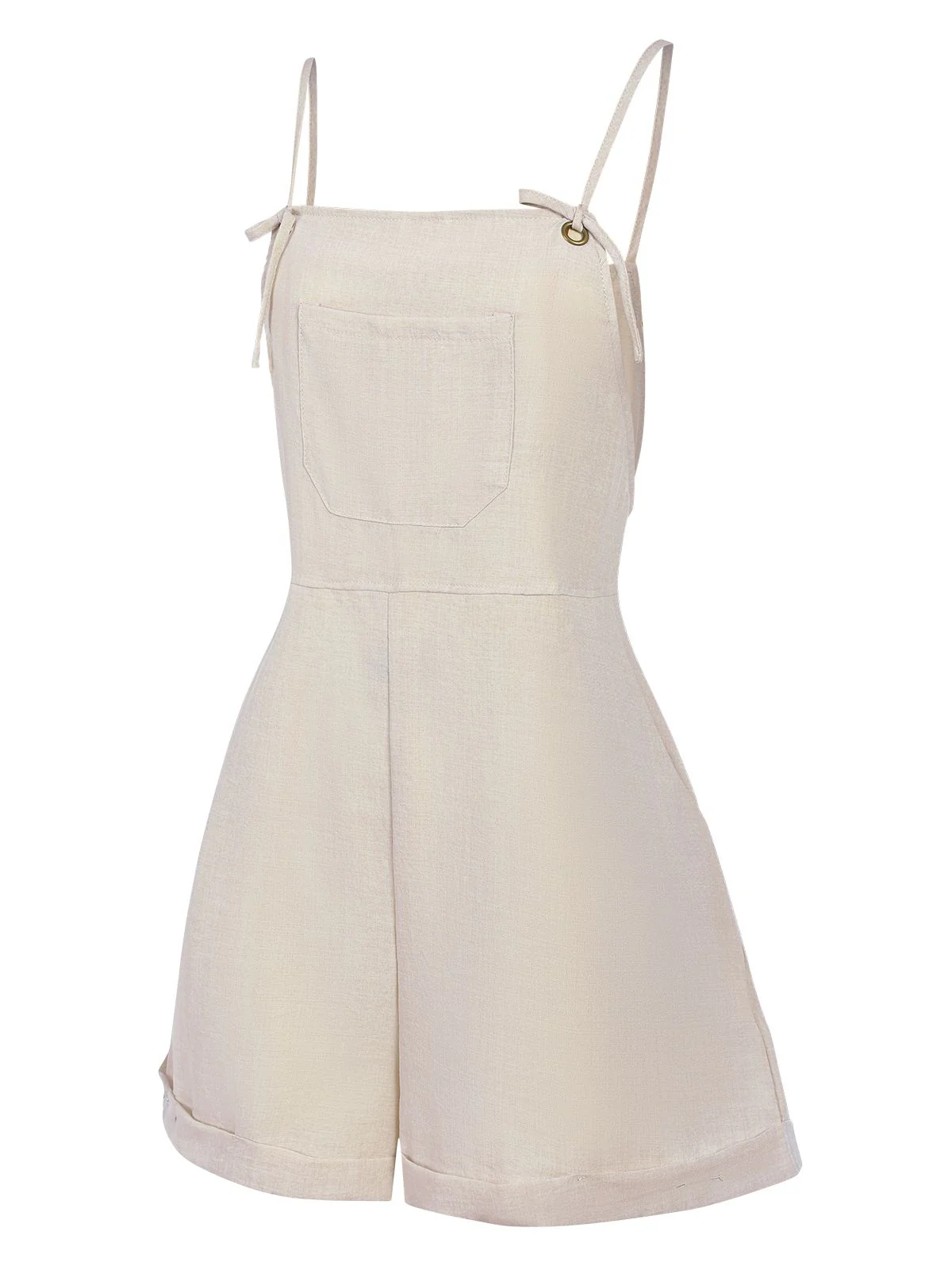 Light Grey 1950s Solid Spaghetti Strap Romper - Image 2
