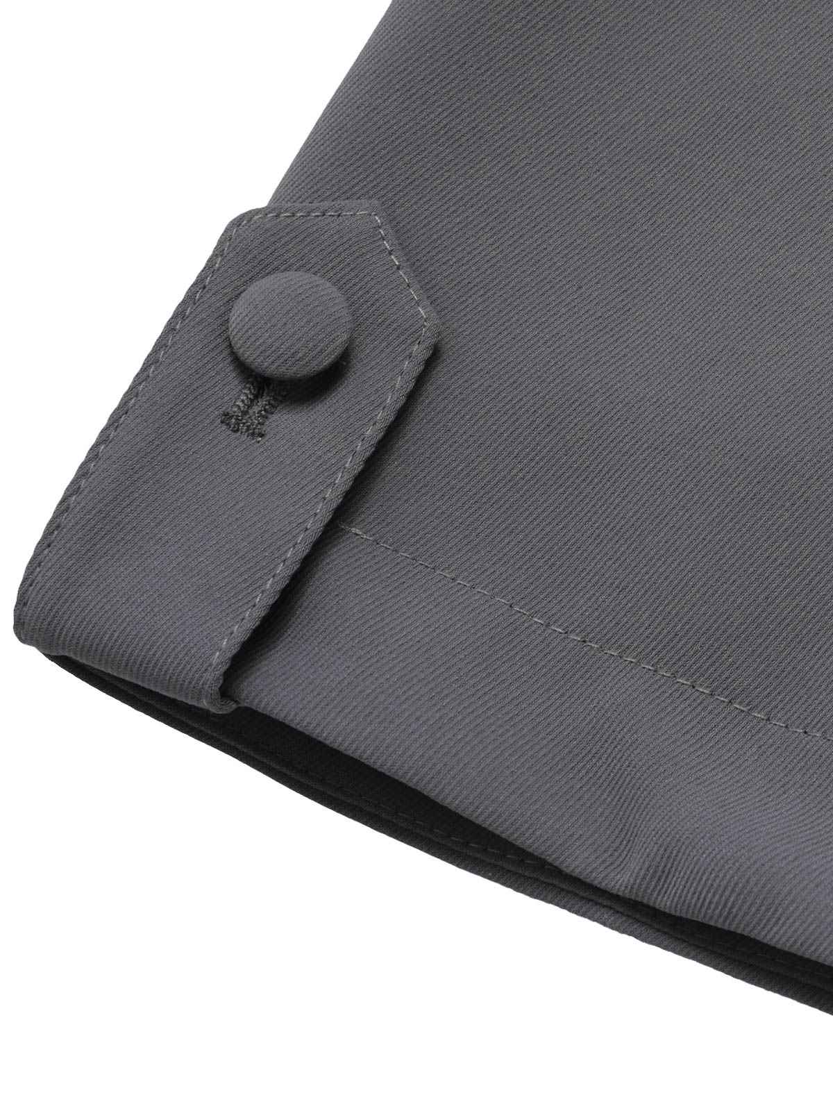 Light Grey 1950s Stand Collar Button Short Coat - Image 5