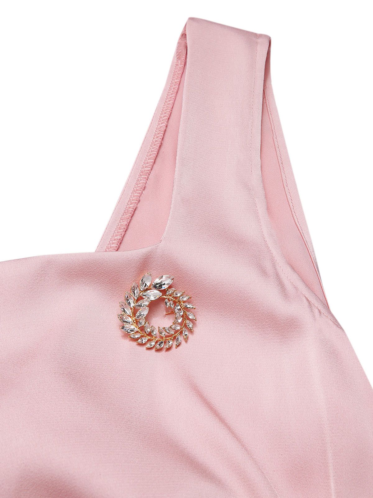 Light Pink 1920s Satin Square Neck Back Bow Dress - Image 7