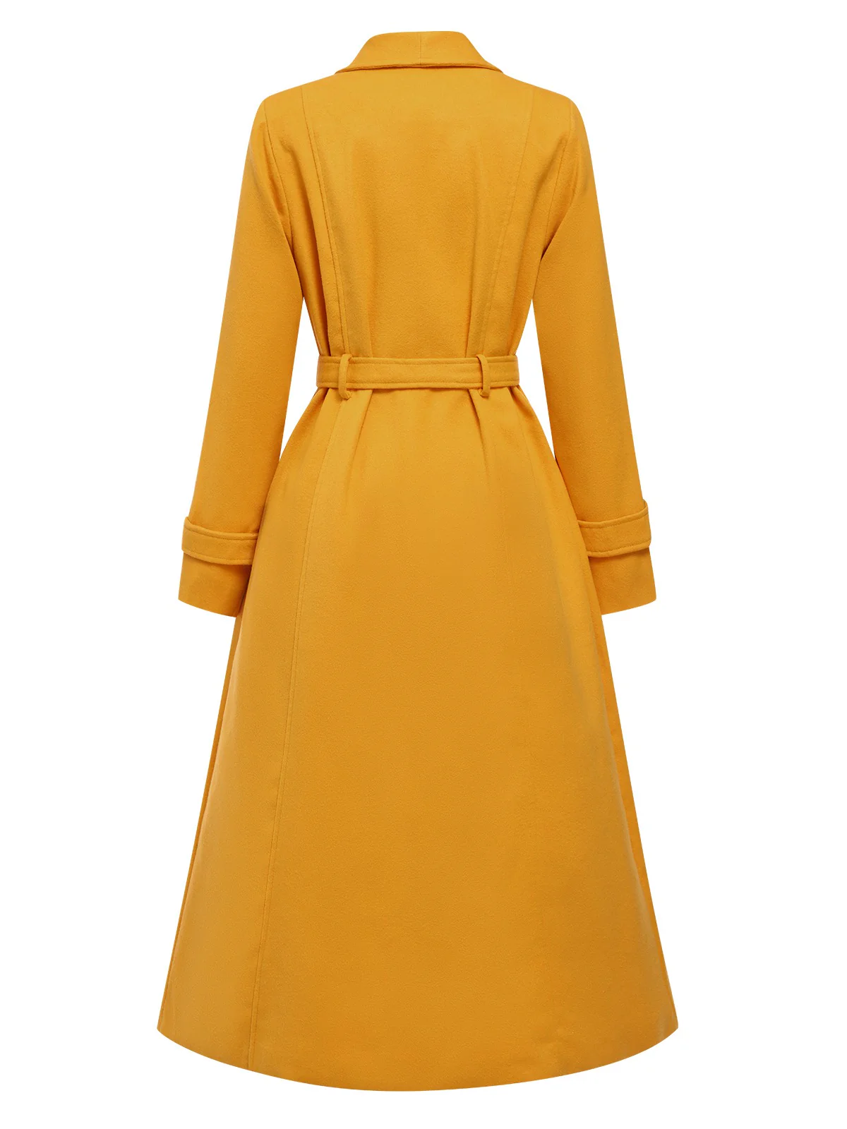 Mango Yellow 1930s Solid Lapel Long Coat - Image 3
